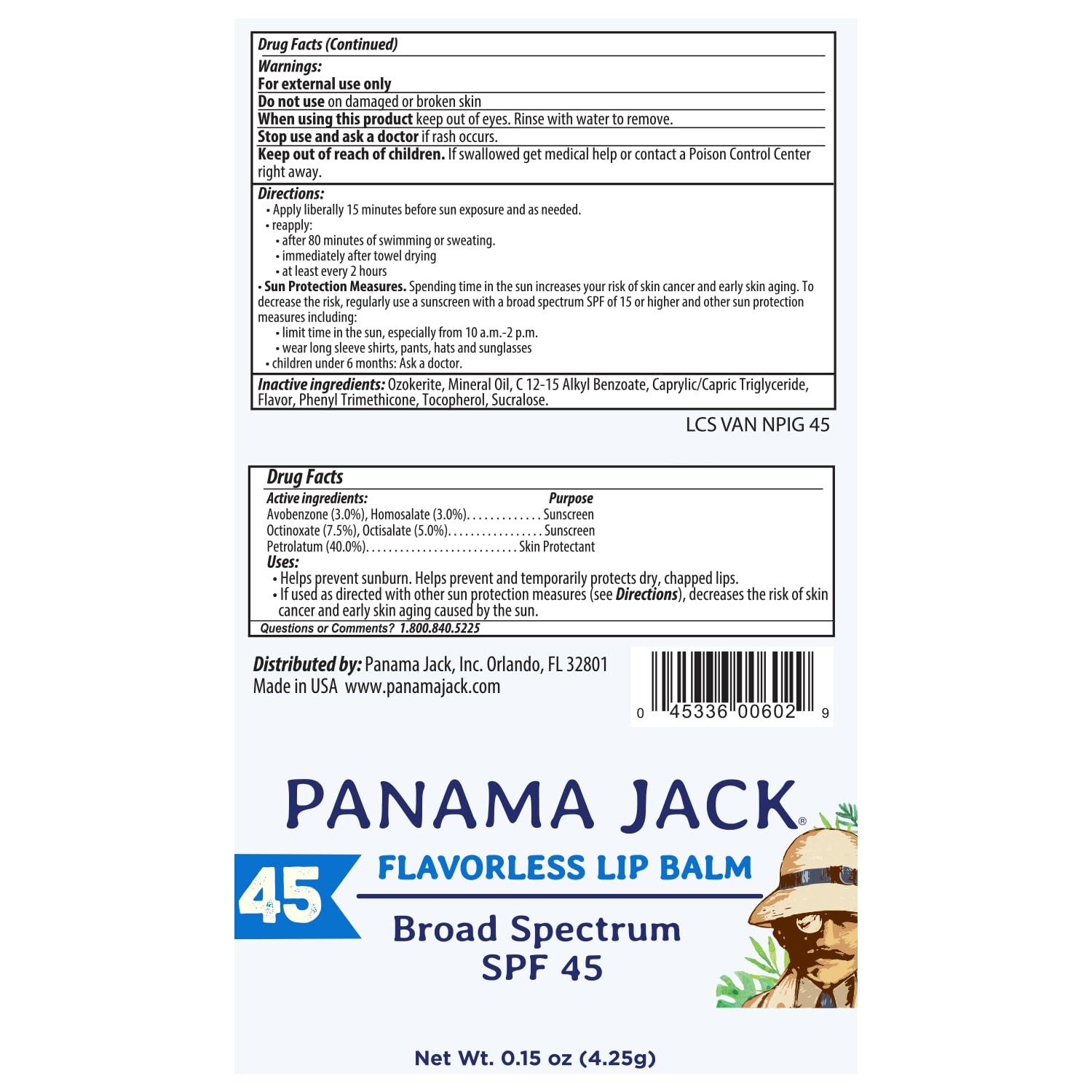 Foto 4 | Bálsamo Labial Con Protección Solar Panama Jack Spf 45 De Amplio Espectro Uva-uvb - Venta Internacional.
