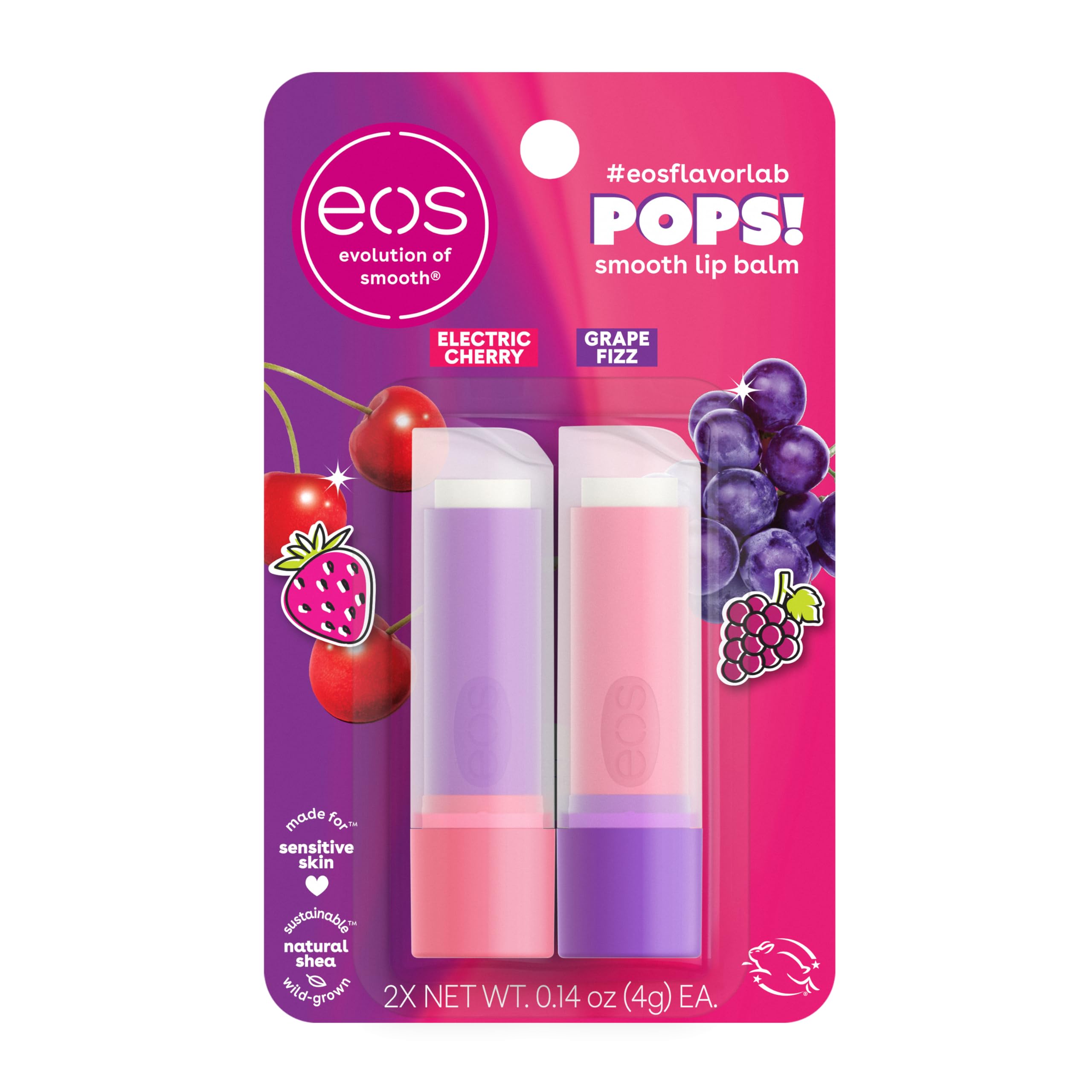 Foto 2 pulgar | Bálsamo Labial Eos Flavorlab Pops! Electric Cherry & Grape Fizz, Paquete De 2 Ml - Venta Internacional.