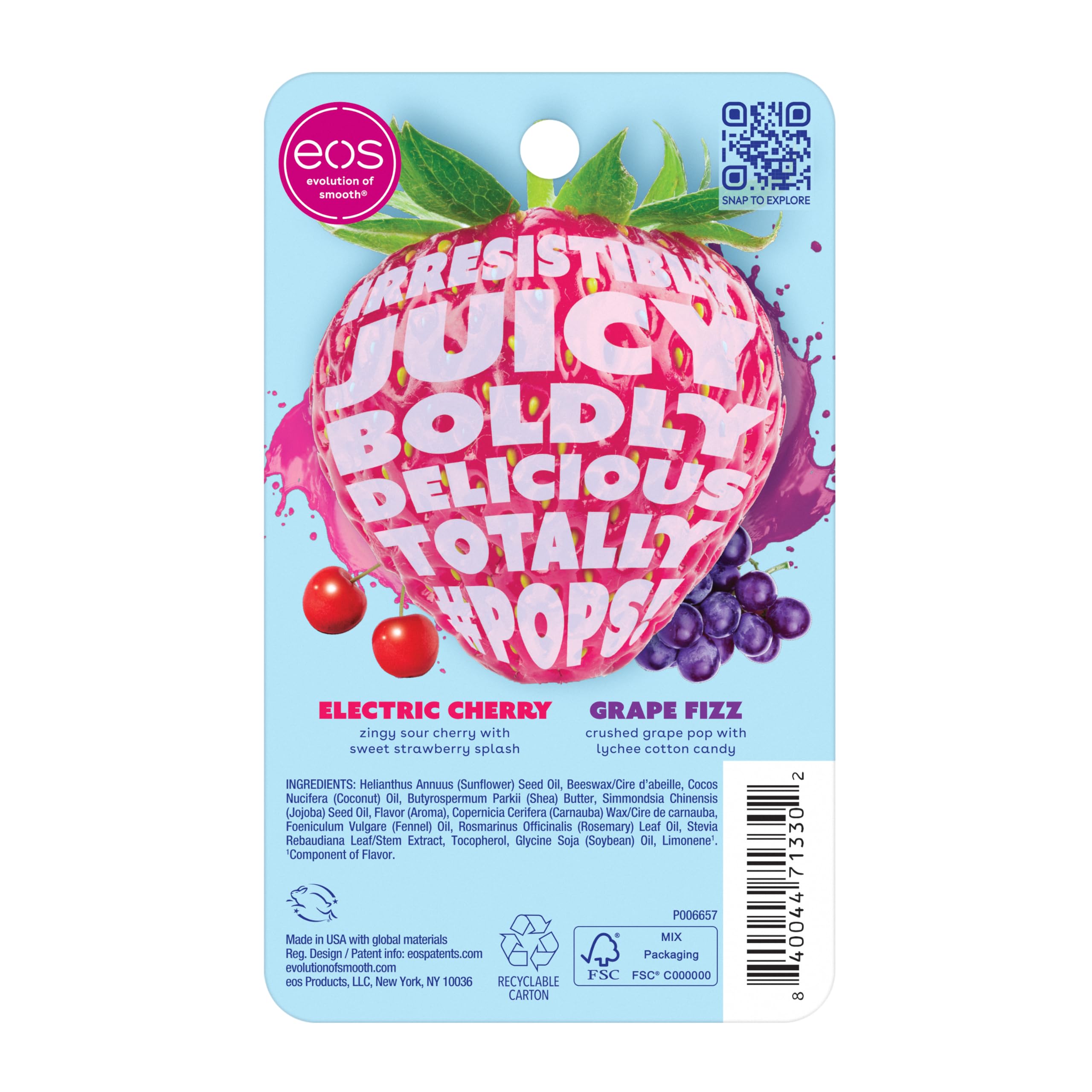 Foto 7 pulgar | Bálsamo Labial Eos Flavorlab Pops! Electric Cherry & Grape Fizz, Paquete De 2 Ml - Venta Internacional.
