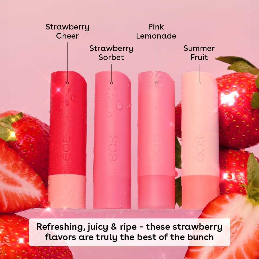 Foto 2 | Set De Regalo De Bálsamo Labial Eos Super Strawberry Lip Hidratator, Paquete De 4 - Venta Internacional.