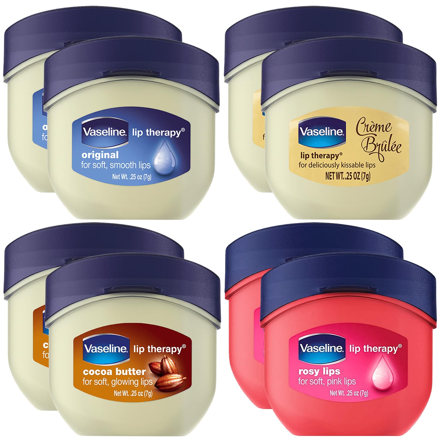 Set De Bálsamo Labial Vaseline Lip Therapy Rosy Lips 7 Ml (juego De 8 Piezas) - Venta Internacional.