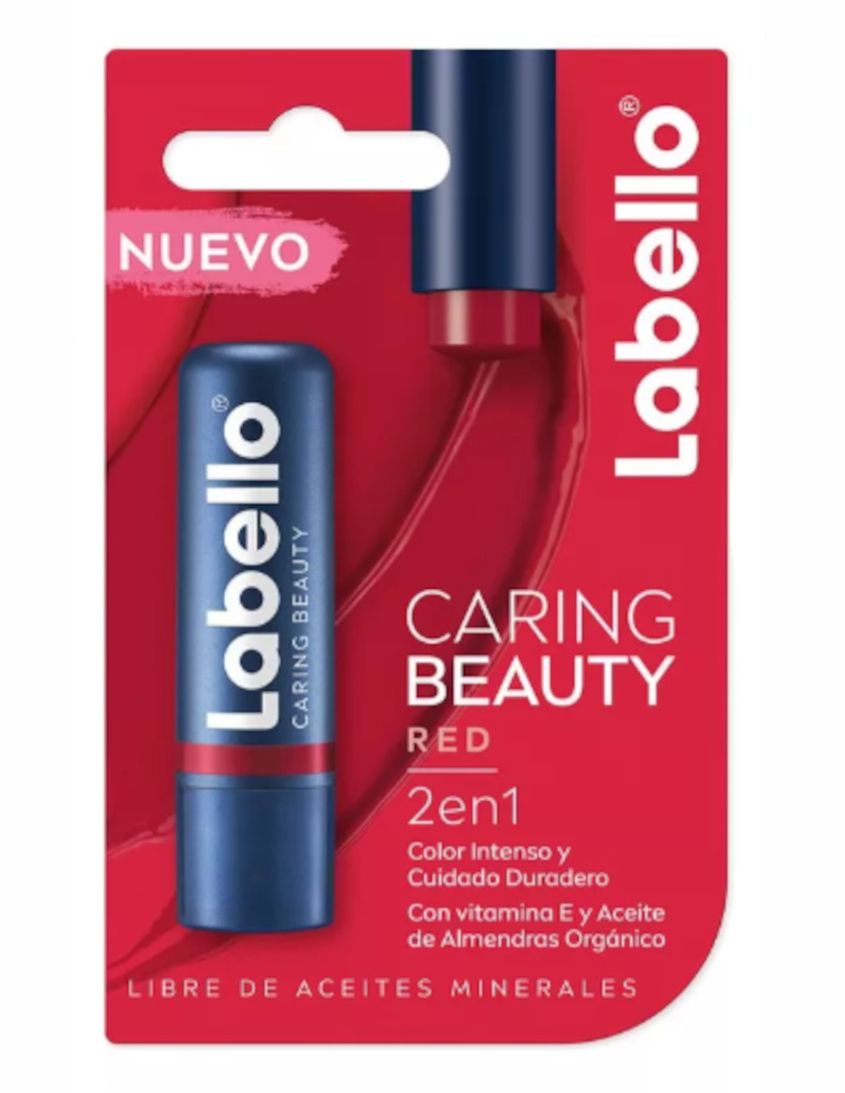 Foto 3 pulgar | Bálsamo Labial Labello Caring Beauty Color Red + Termo De Güish Gratis