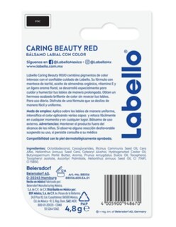 Foto 3 | Bálsamo Labial Labello Caring Beauty Color Red + Termo De Güish Gratis