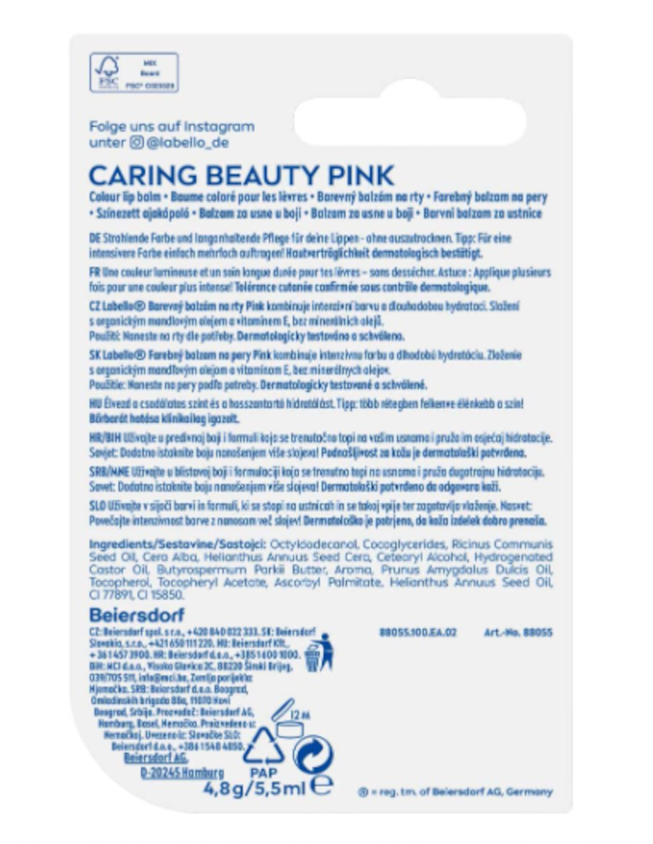 Foto 5 pulgar | Bálsamo Labial Labello Caring Beauty 2 En 1 Color Pink + Termo Güish Gratis