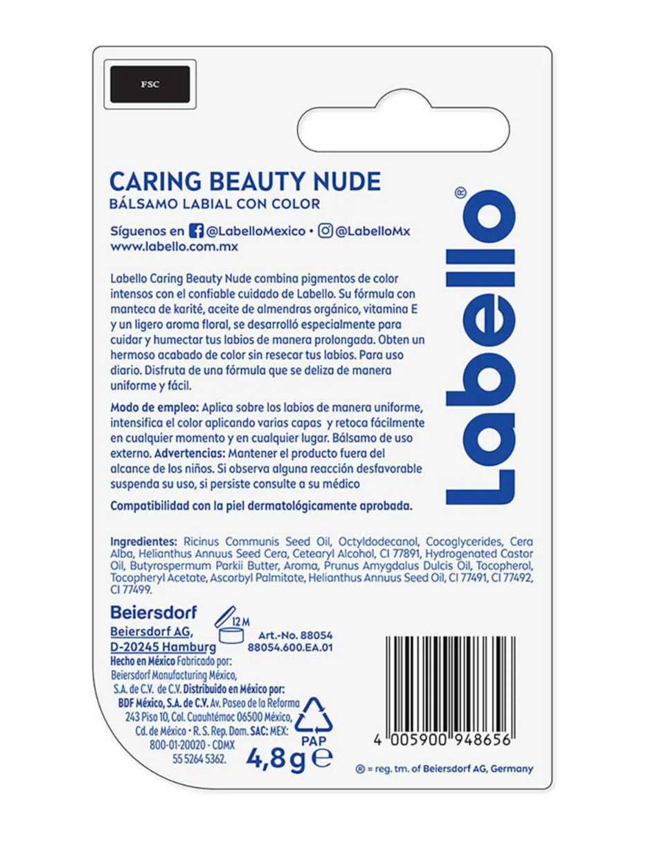 Foto 5 pulgar | Bálsamo Labial Labello Caring Beauty 2 En 1 Color Nude + Termo Güish Gratis