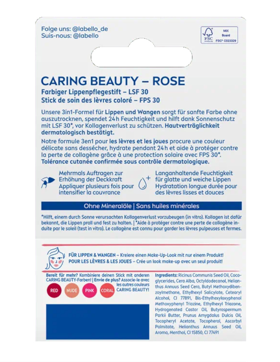 Foto 5 pulgar | Labello Caring Beauty Rose + Termo Güish Gratis