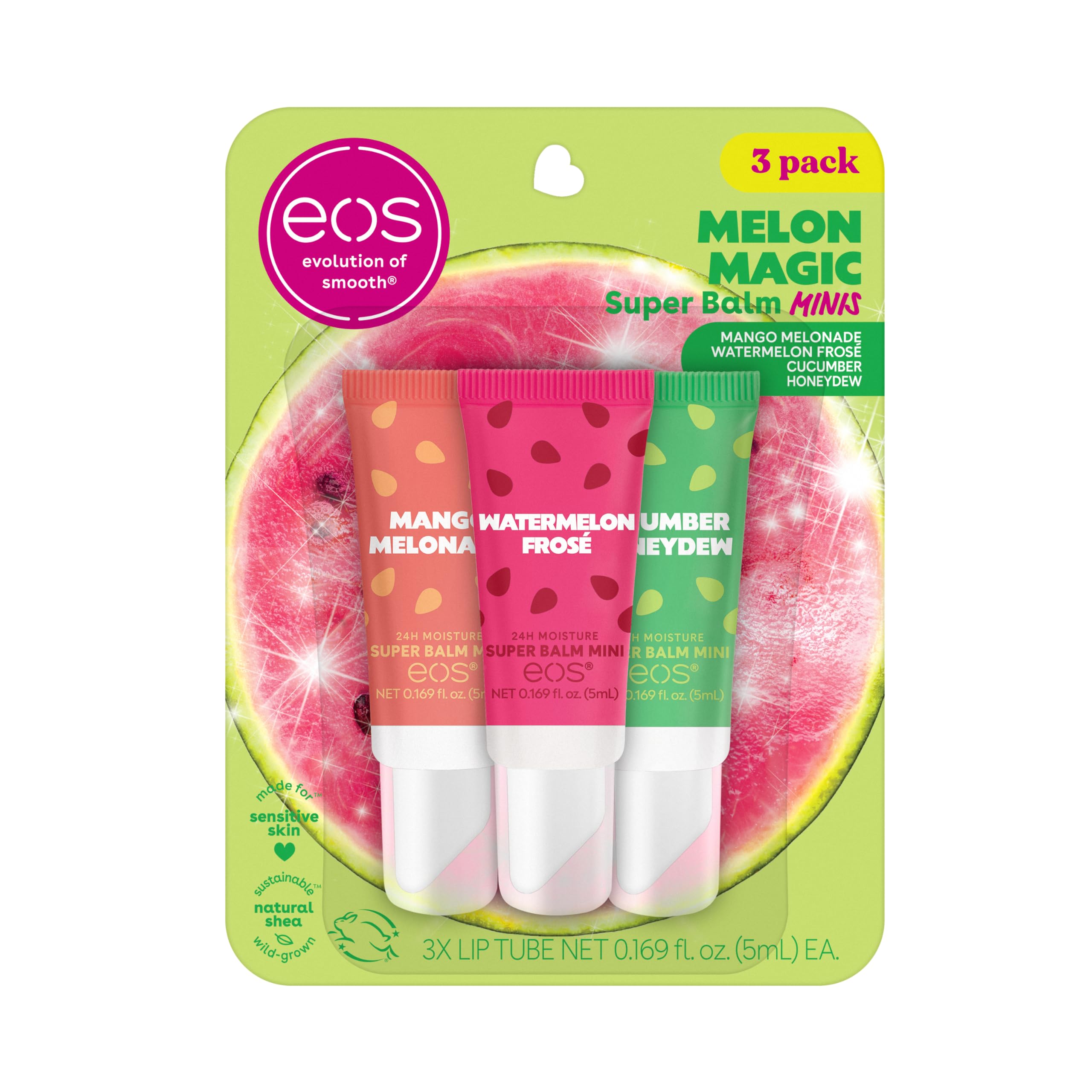 Bálsamo Labial Eos 24h Moisture Super Balm Minis Melon Magic, 5 Ml, Paquete De 3 - Venta Internacional.