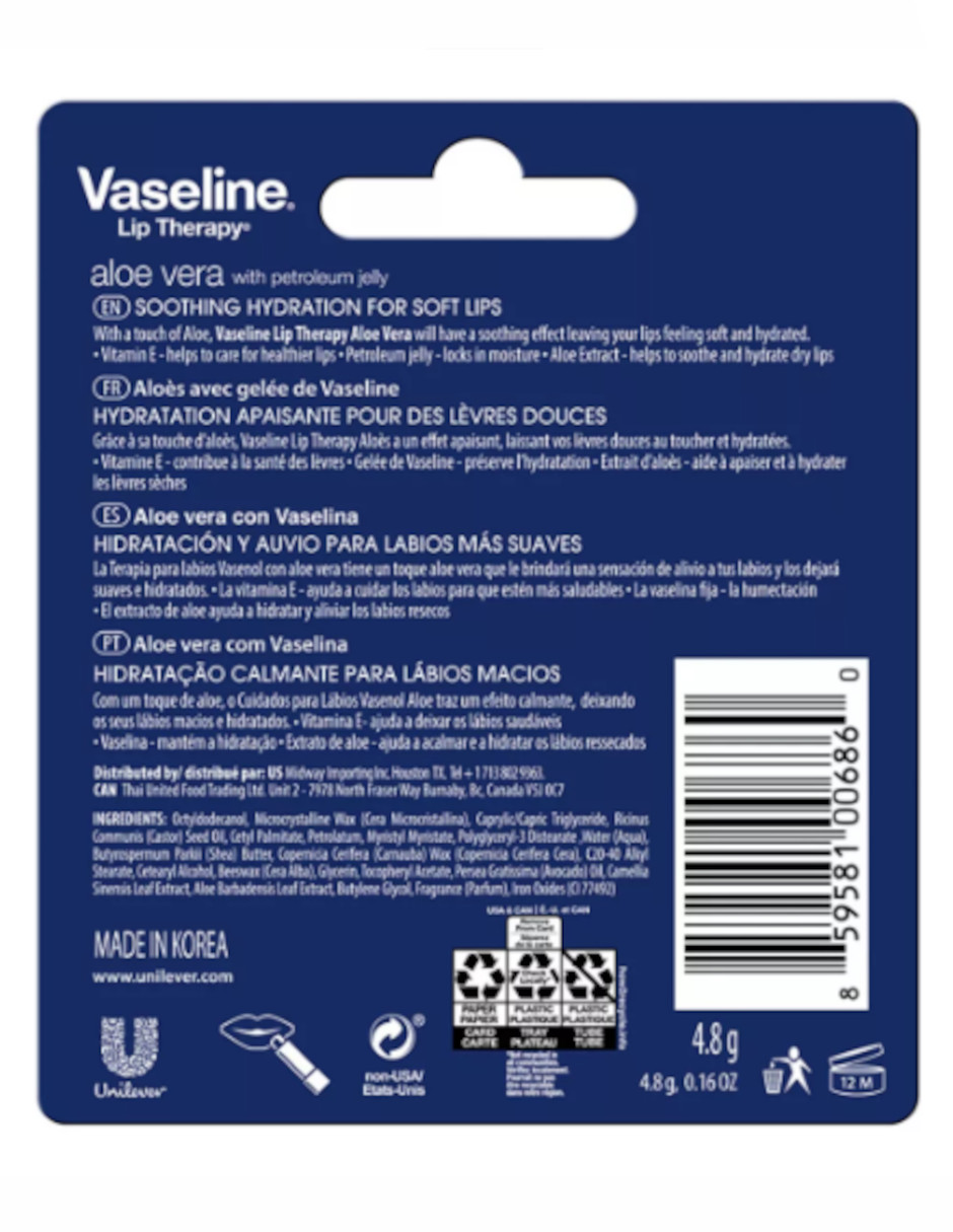 Foto 5 pulgar | Vaselina Lip Therapy Aloe Vera + Termo Güish Gratis