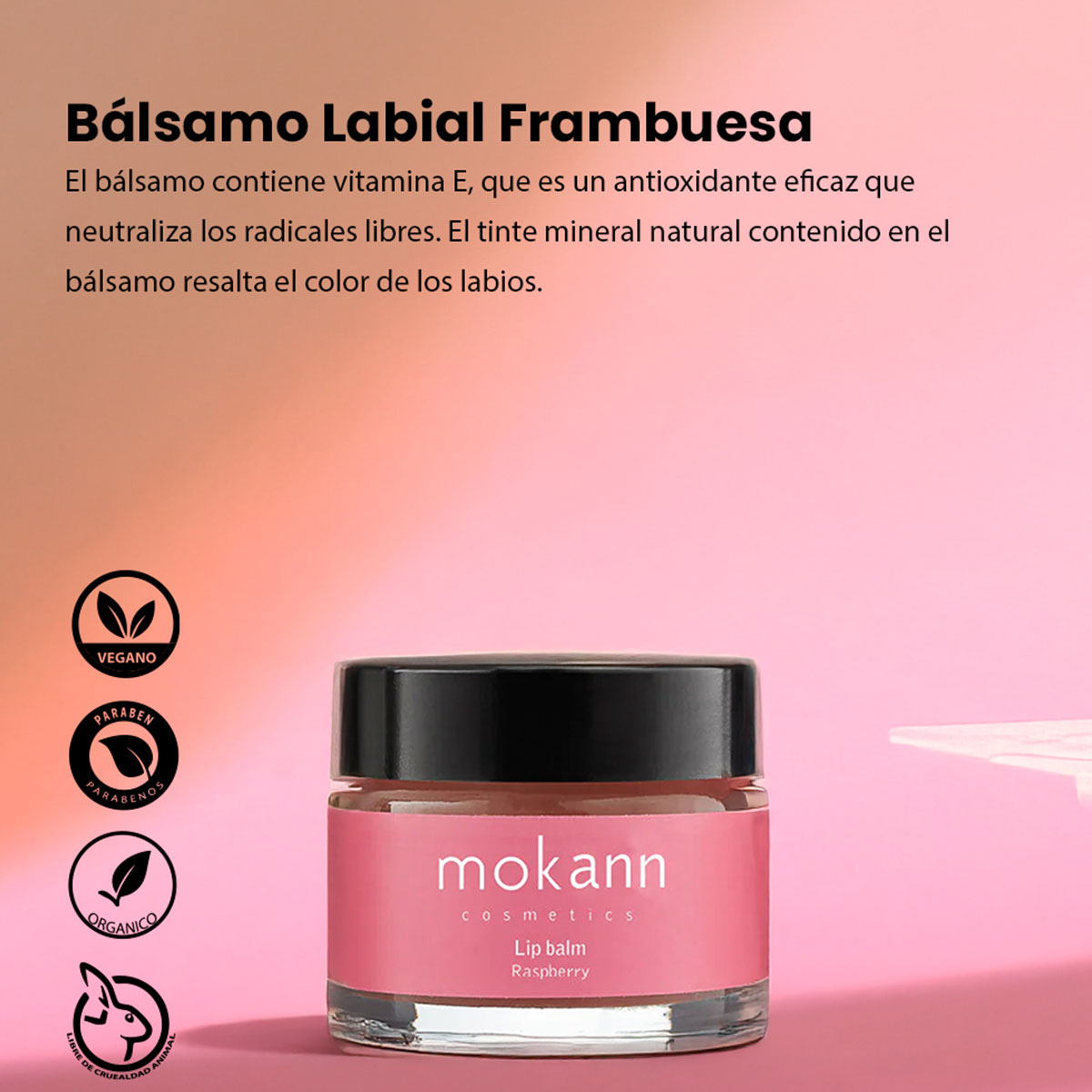 Foto 5 pulgar | Bálsamo Labial Mokann Con Frambuesa Y Brillo Natural 15ml