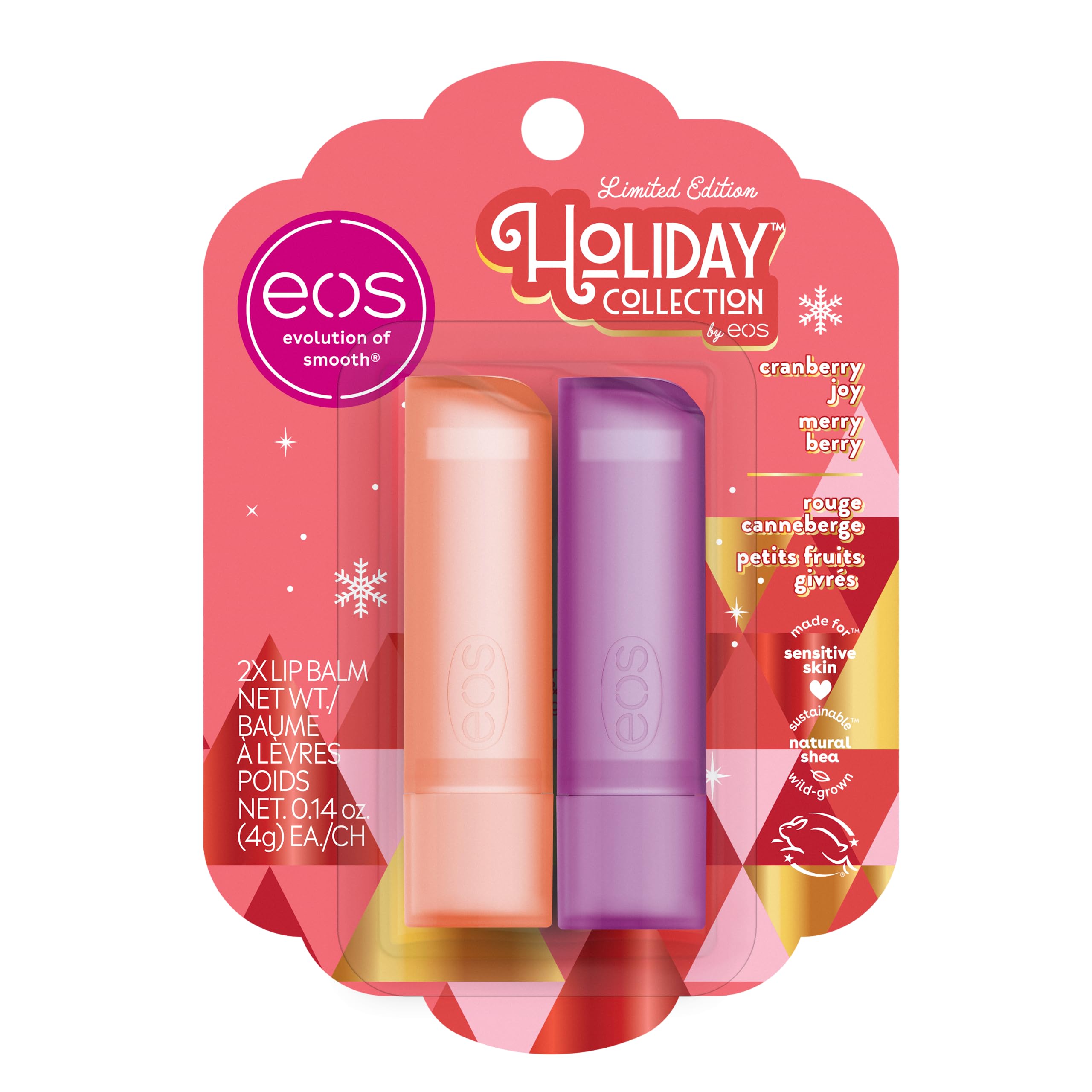 Foto 2 pulgar | Bálsamo Labial Eos Holiday Cranberry Joy & Merry Berry, Paquete De 2 Ml, 4 Ml - Venta Internacional.
