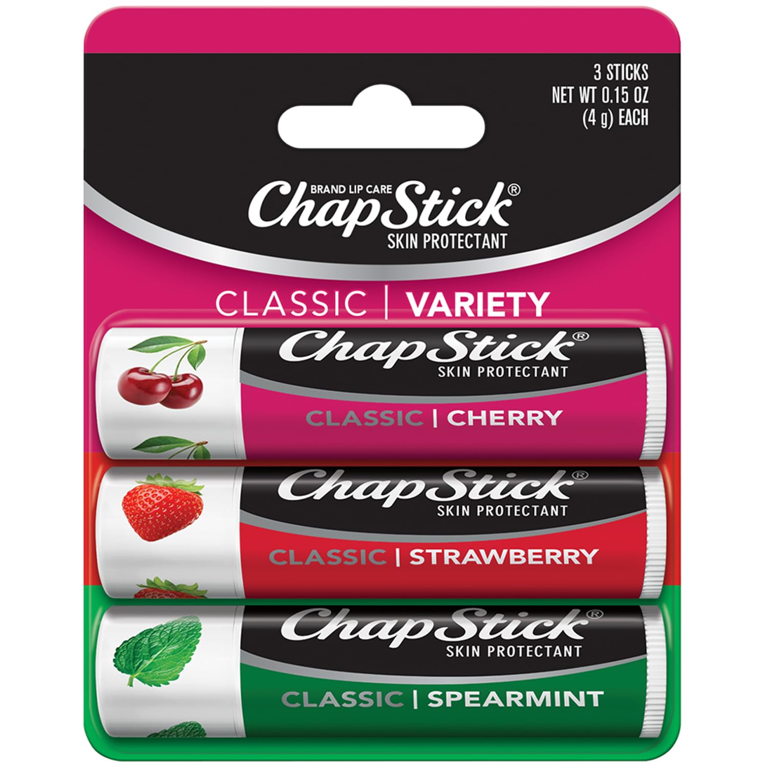 Foto 2 pulgar | Bálsamo Labial Chapstick Classic Menta Verde, Cereza Y Fresa - Venta Internacional.