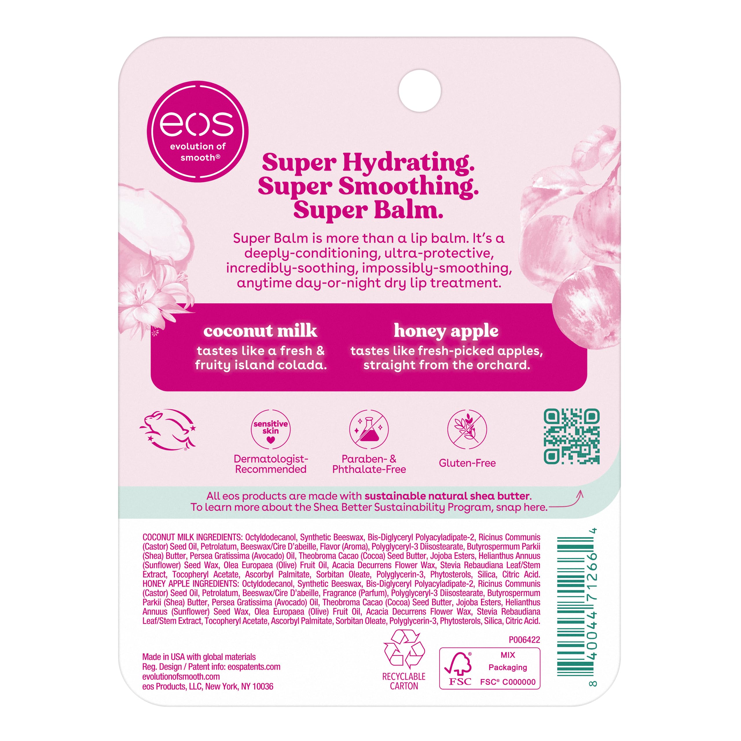 Foto 6 | Máscara Labial Eos 24h Moisture Super Balm Con Leche De Coco Y Miel De Manzana - Venta Internacional.