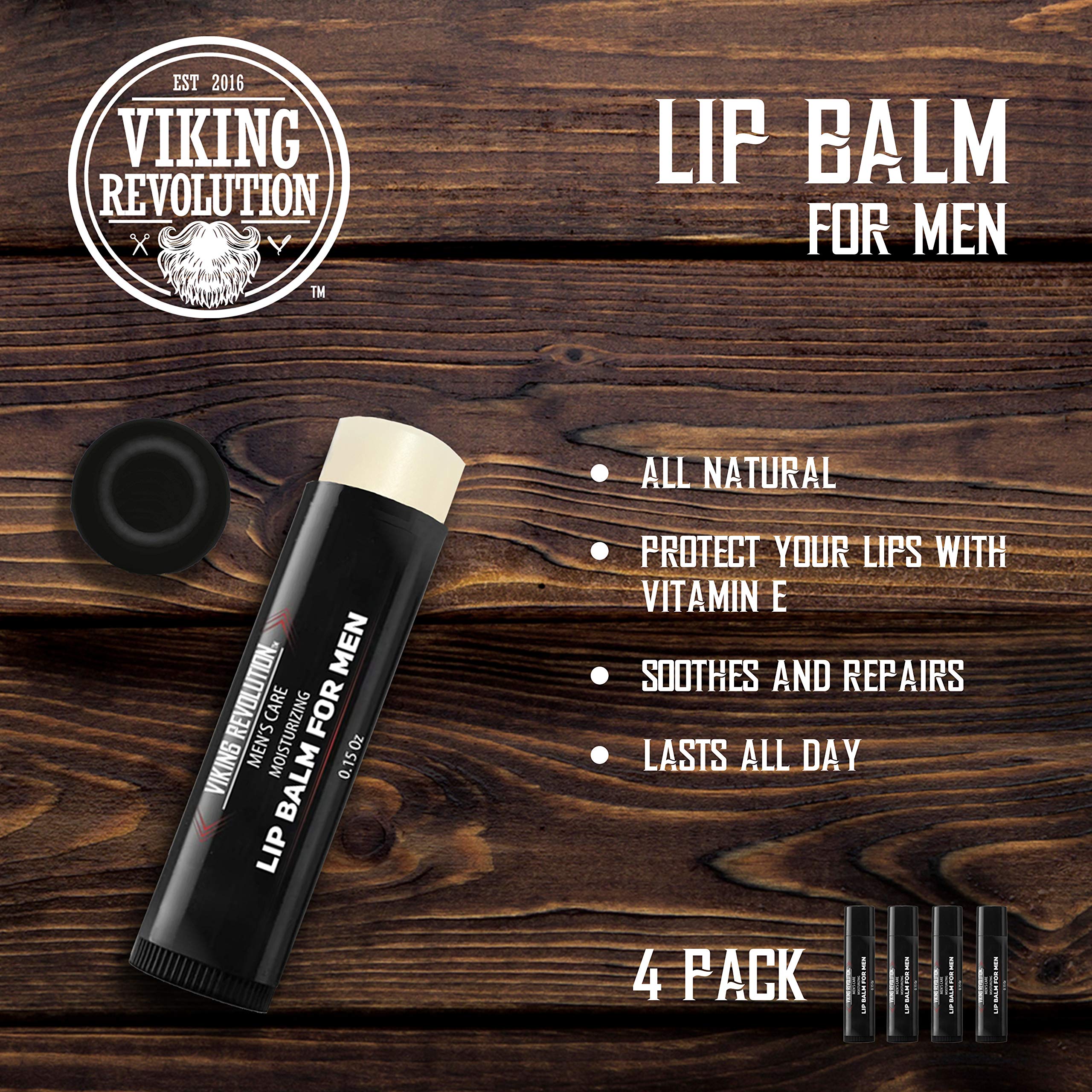 Foto 2 | Bálsamo Labial Viking Revolution, Humectante Totalmente Natural, Paquete De 4 - Venta Internacional.