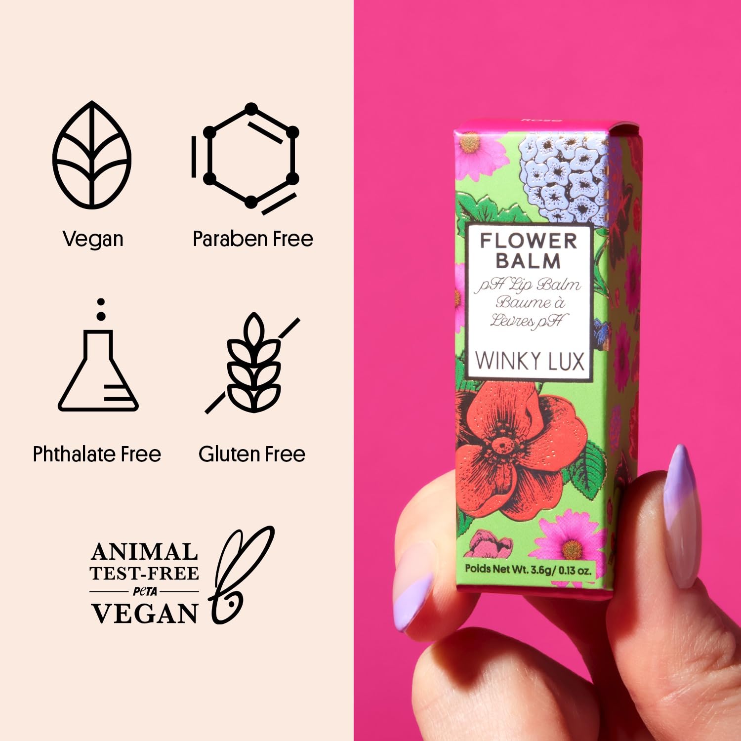 Foto 5 | Bálsamo Labial Winky Lux Flower Balm, Ph Que Cambia De Color, Vegano, Rosa - Venta Internacional.