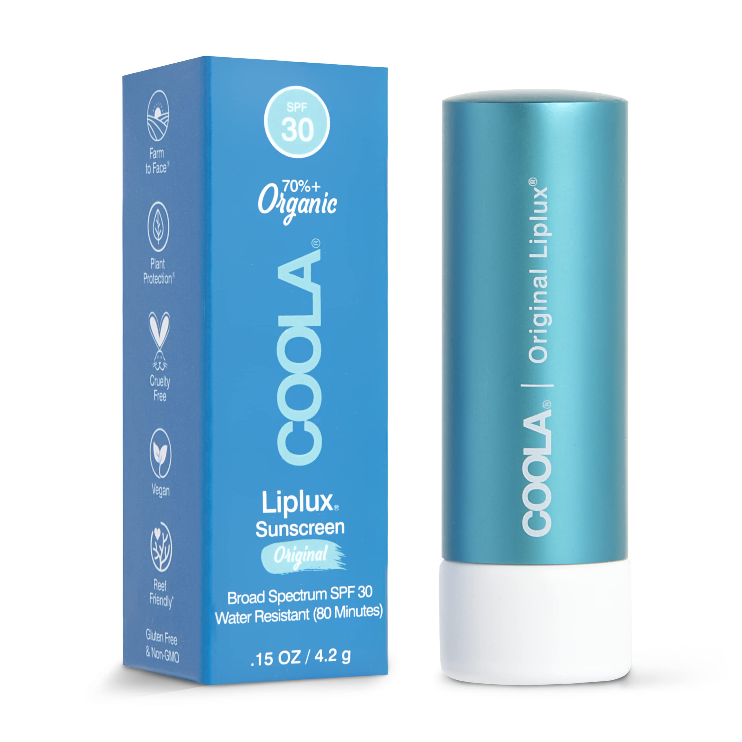 Foto 1 | Bálsamo Labial Y Protector Solar Coola Organic Liplux Spf 30 4,4 Ml - Venta Internacional.