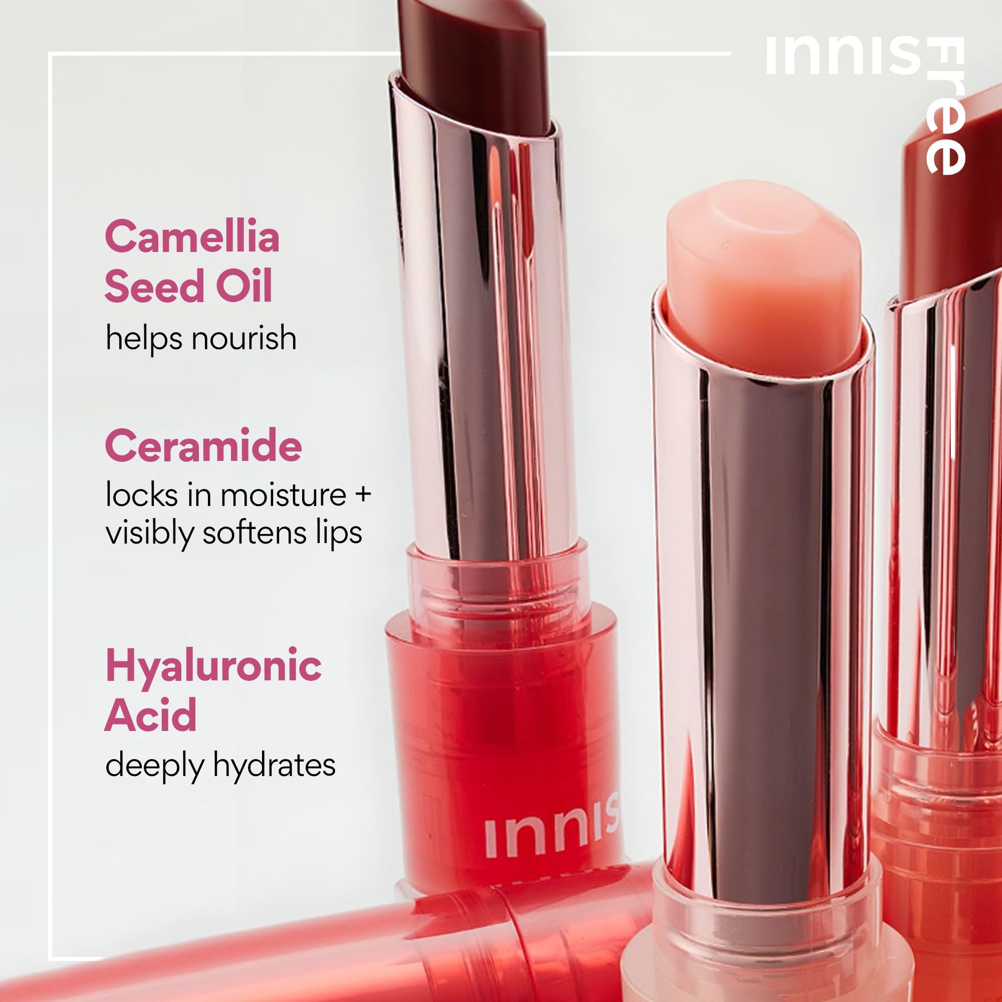 Foto 3 pulgar | Bálsamo Labial Innisfree Dewy Tint, Ácido Hialurónico, Ceramidas, Color Rosa - Venta Internacional.