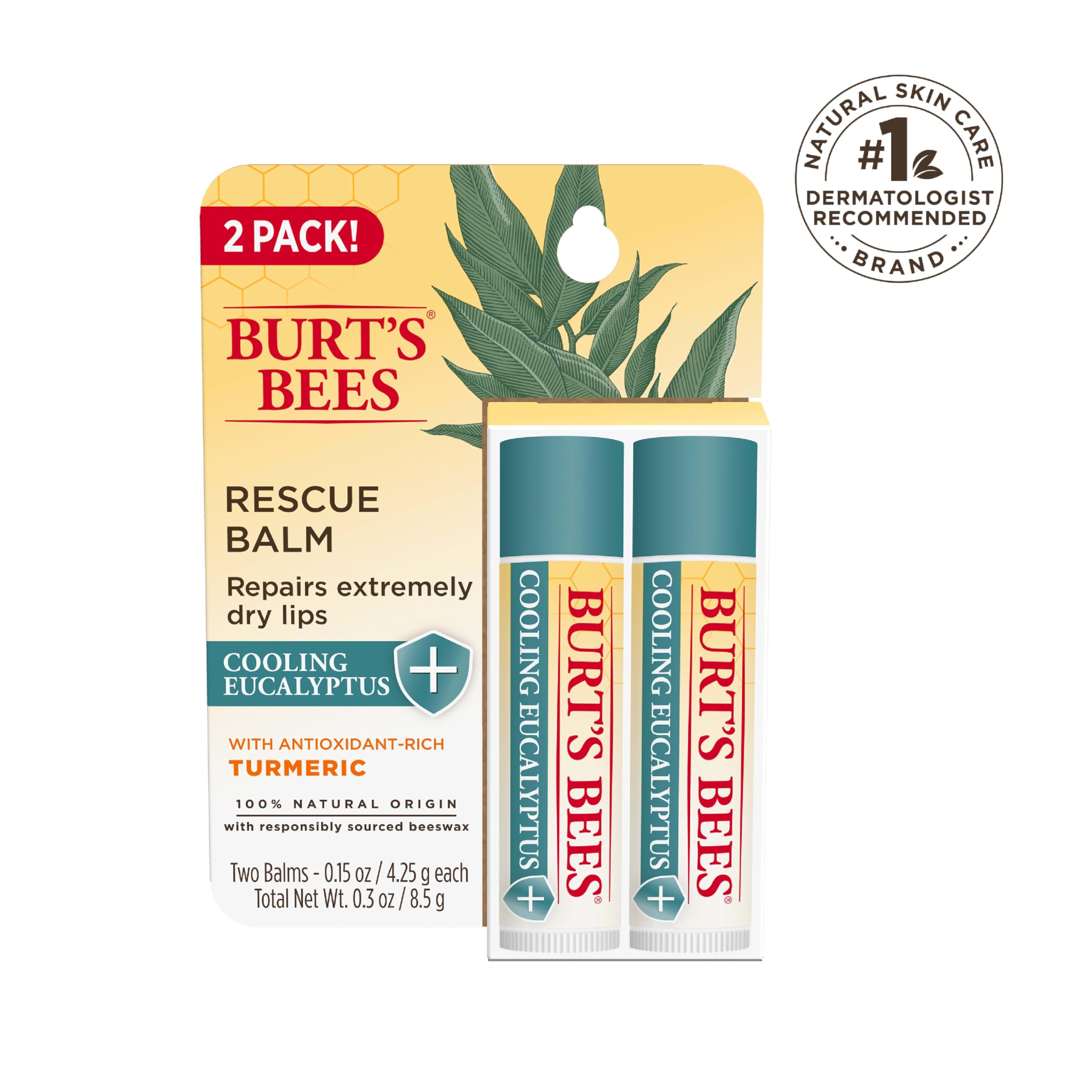 Foto 4 | Bálsamo Labial Burt's Bees Rescue Con Cera De Abejas Y Cúrcuma 100% Natural - Venta Internacional.