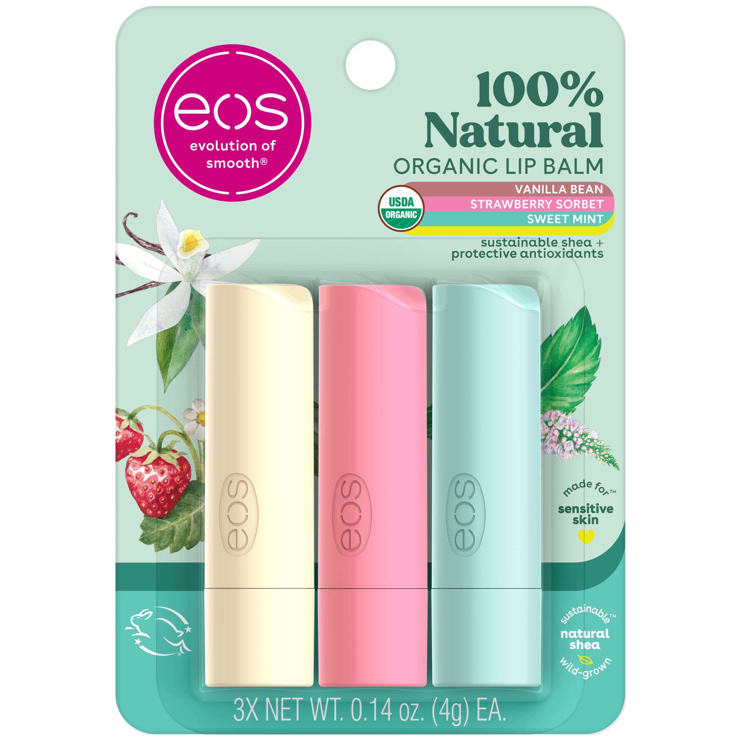 Foto 1 | Bálsamo Labial Eos 100% Natural Y Orgánico De Vainilla, Menta Y Fresa - Venta Internacional.