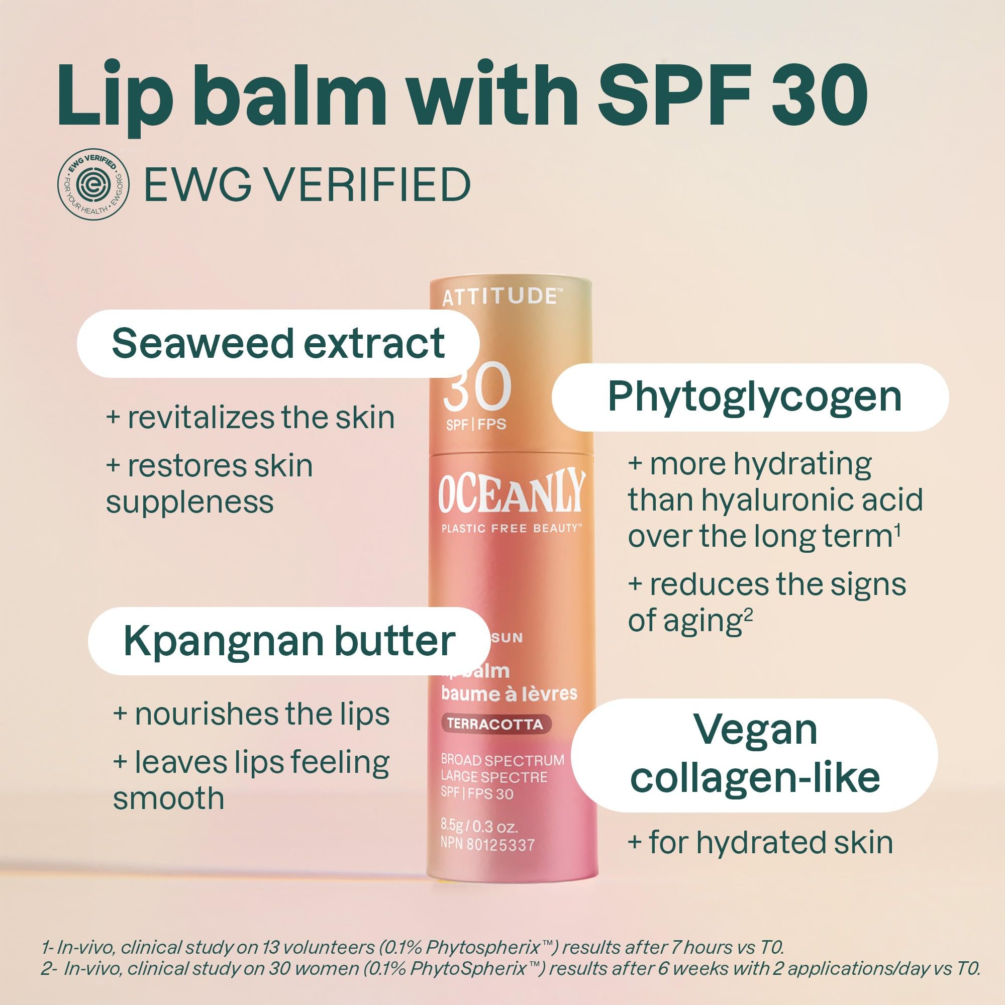 Foto 4 pulgar | Bálsamo Labial Attitude Oceanly Tinted Spf 30, Vegano, Sin Perfume, 8 Ml - Venta Internacional.