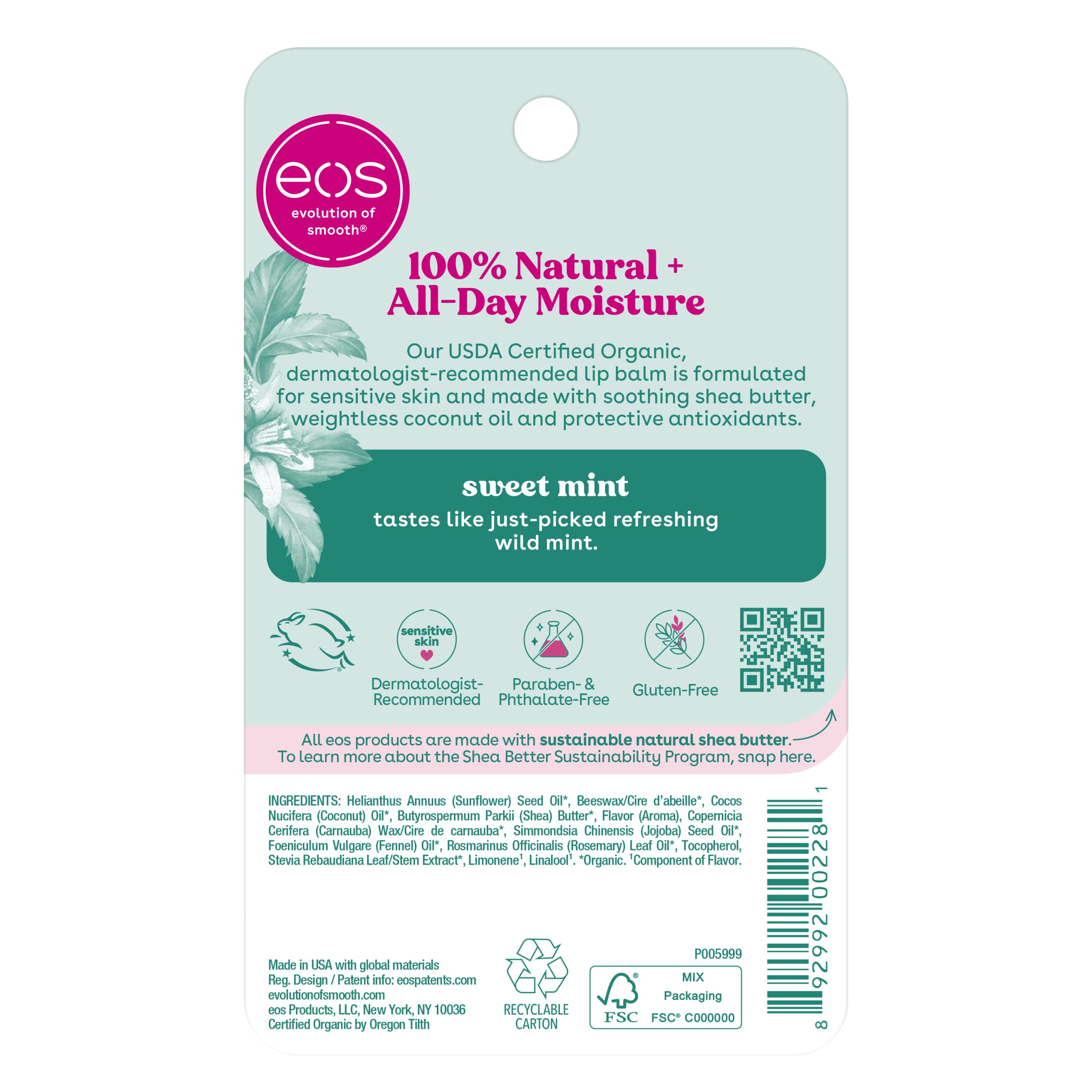 Foto 8 pulgar | Bálsamo Labial Eos 100% Natural Y Orgánico Con Menta Dulce, 7 Ml - Venta Internacional.