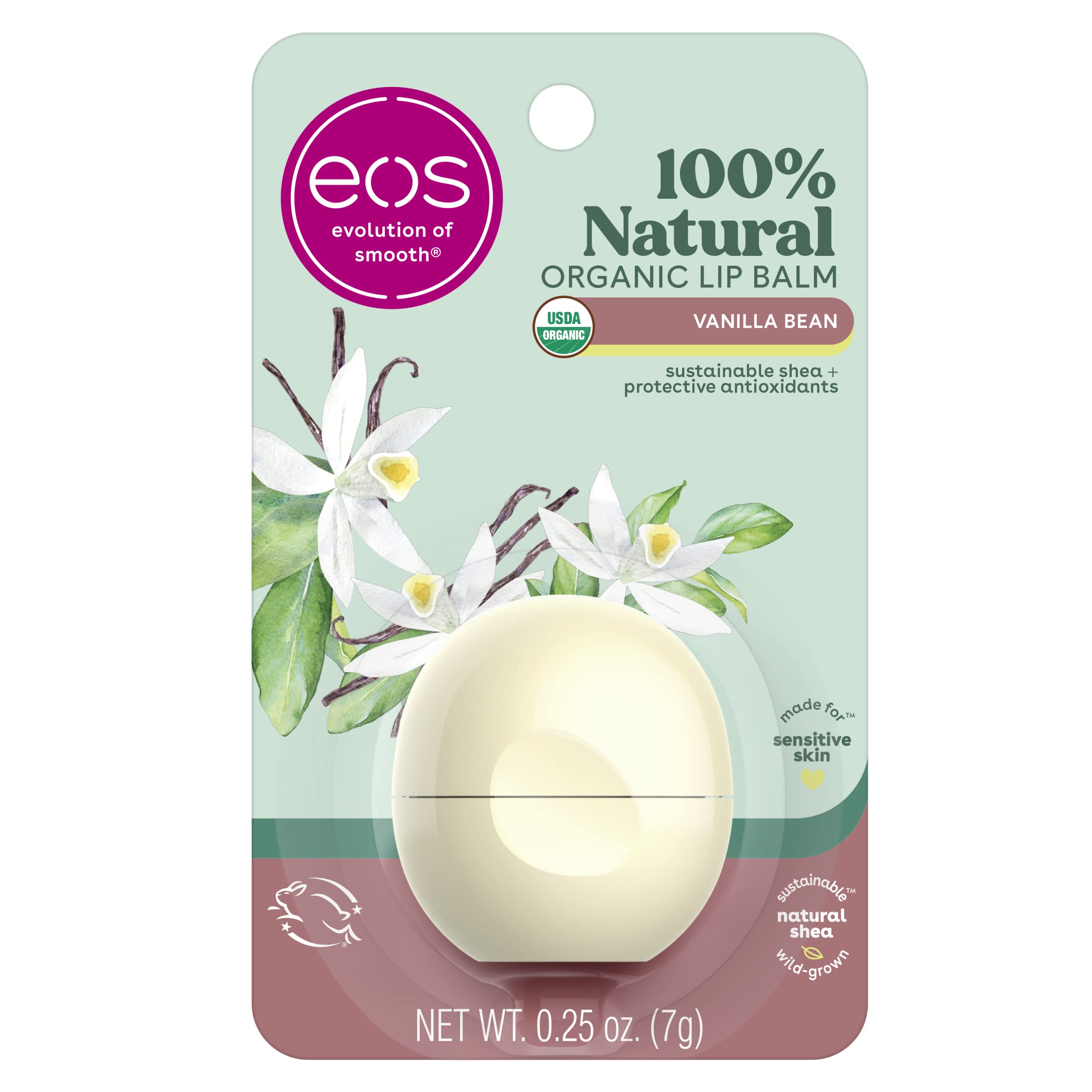 Foto 1 | Bálsamo Labial Eos 100% Natural Y Orgánico En Grano De Vainilla, 7 Ml - Venta Internacional.
