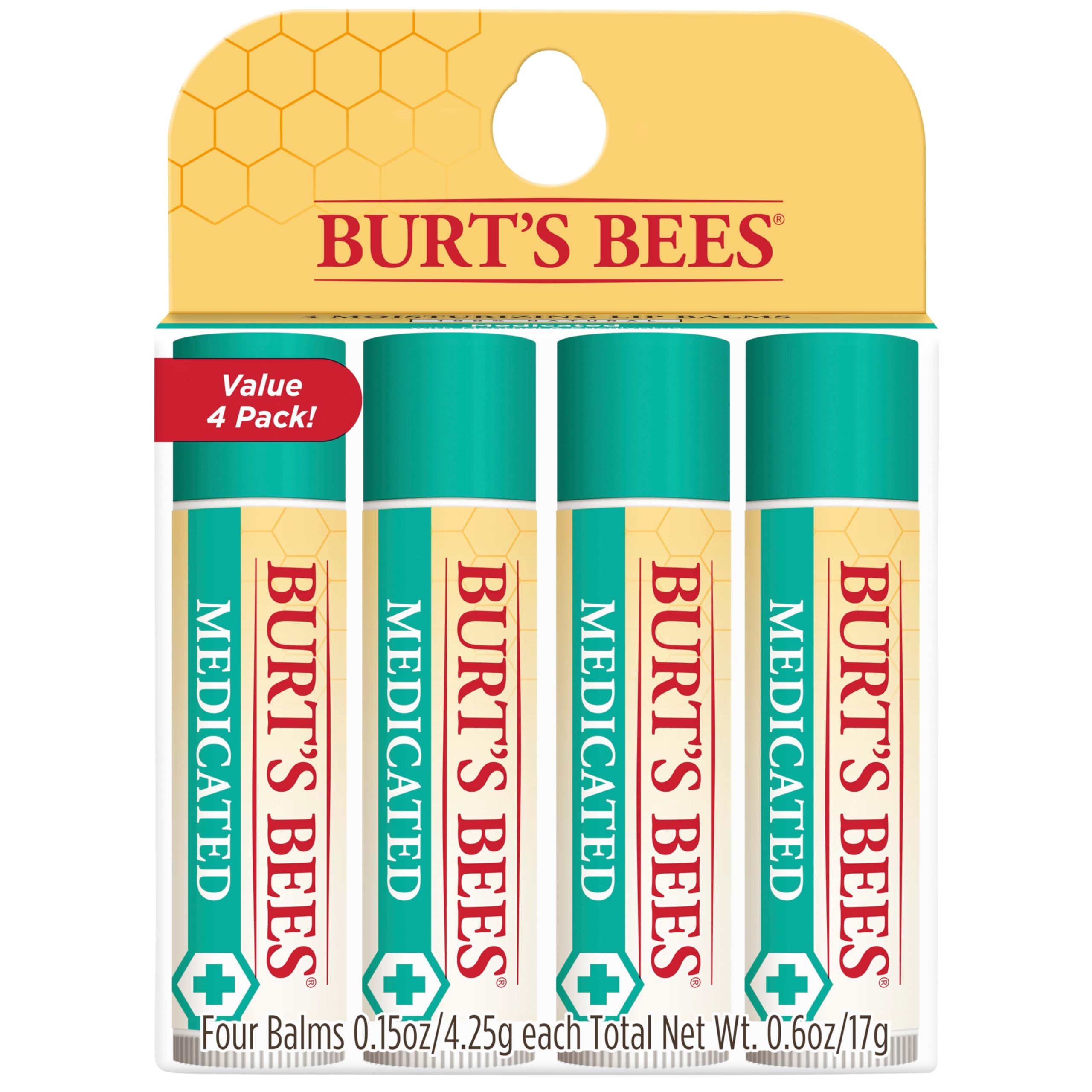 Foto 2 pulgar | Bálsamo Labial Medicinal Burt's Bees, Paquete De 4 Unidades, Regalo De Navidad - Venta Internacional.