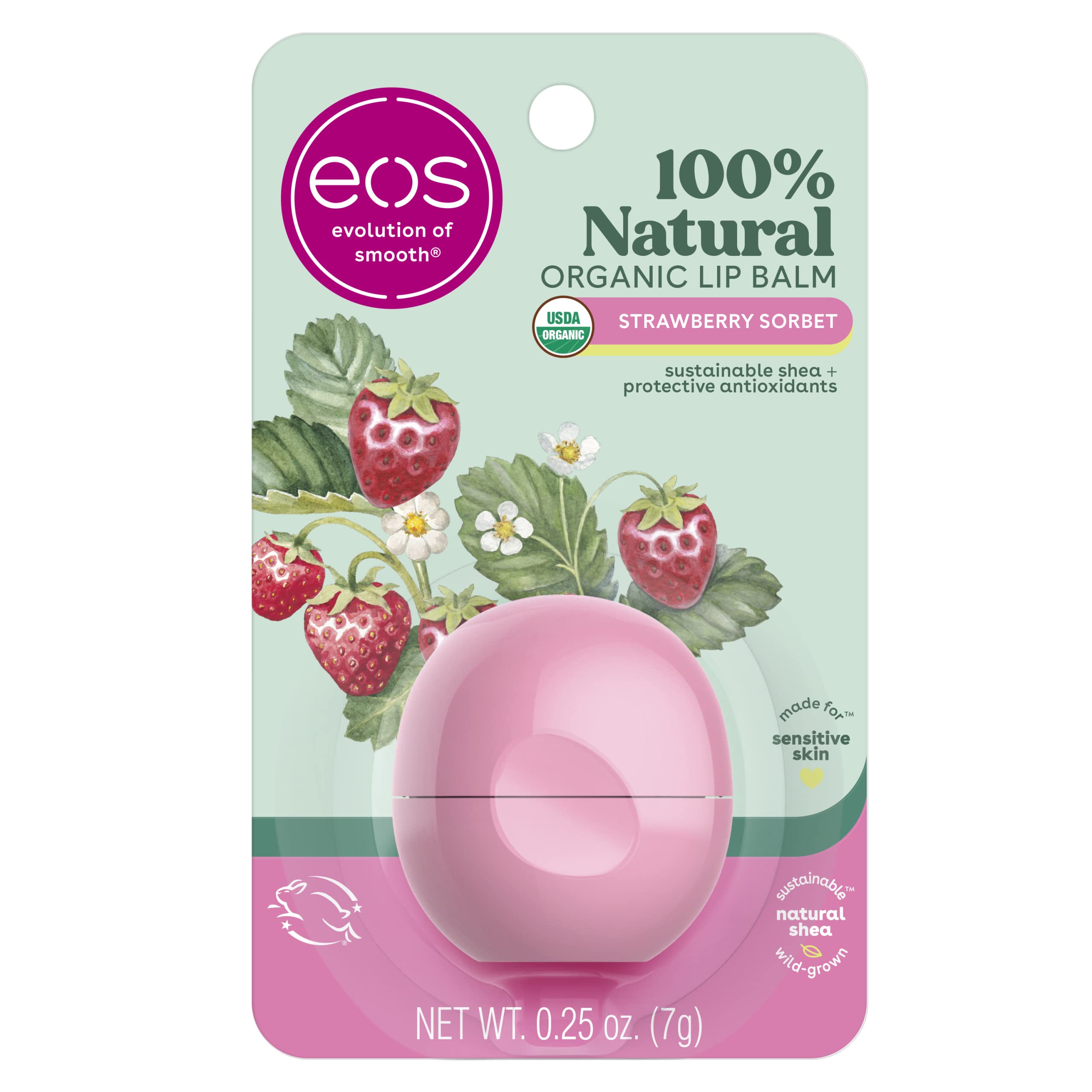 Foto 2 pulgar | Bálsamo Labial Eos, Sorbete De Fresa 100% Natural Y Orgánico, 7 Ml - Venta Internacional.