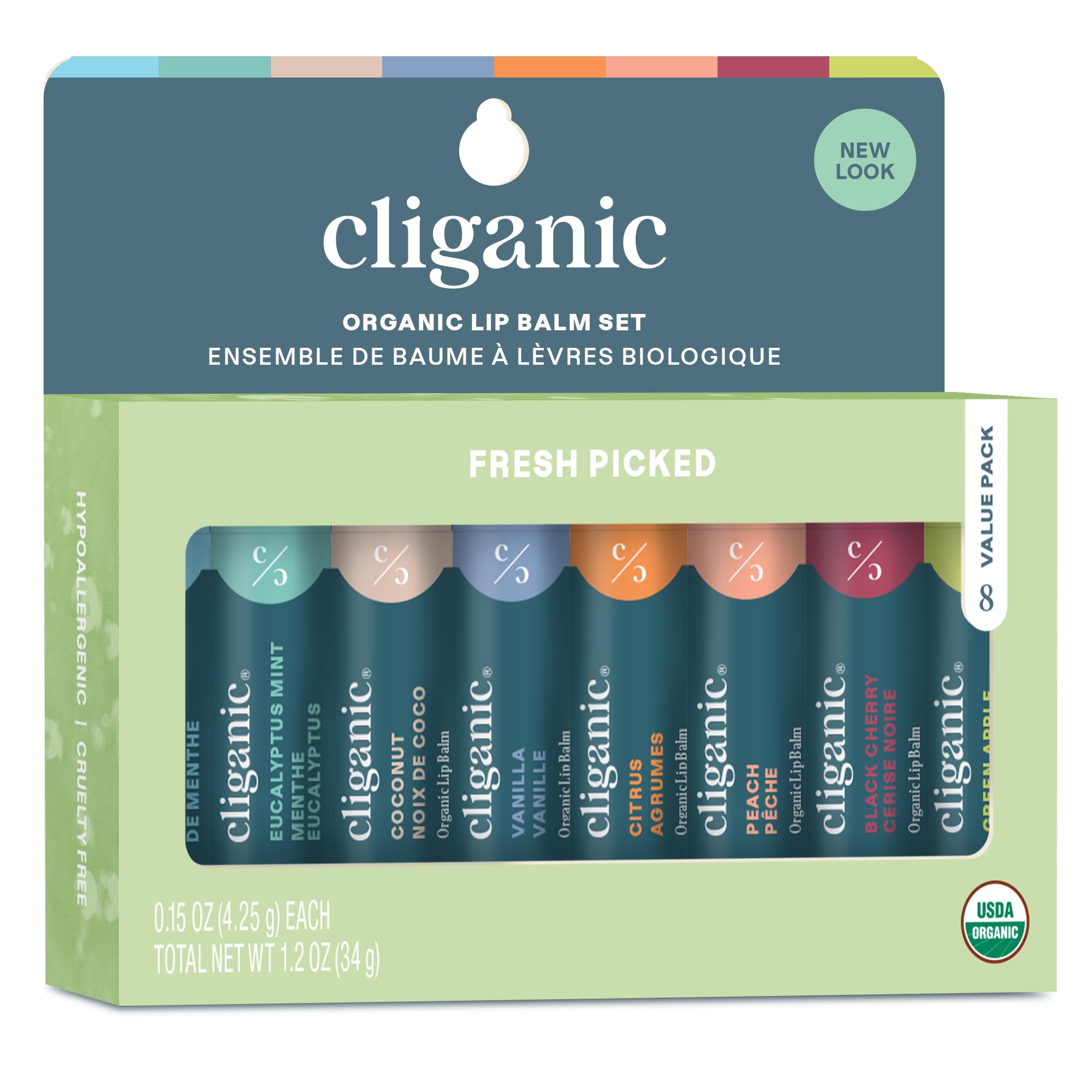 Foto 2 pulgar | Set De Bálsamo Labial Cliganic Organic Fresh Picked, 8 Sabores, 8 Ml X 8 - Venta Internacional.