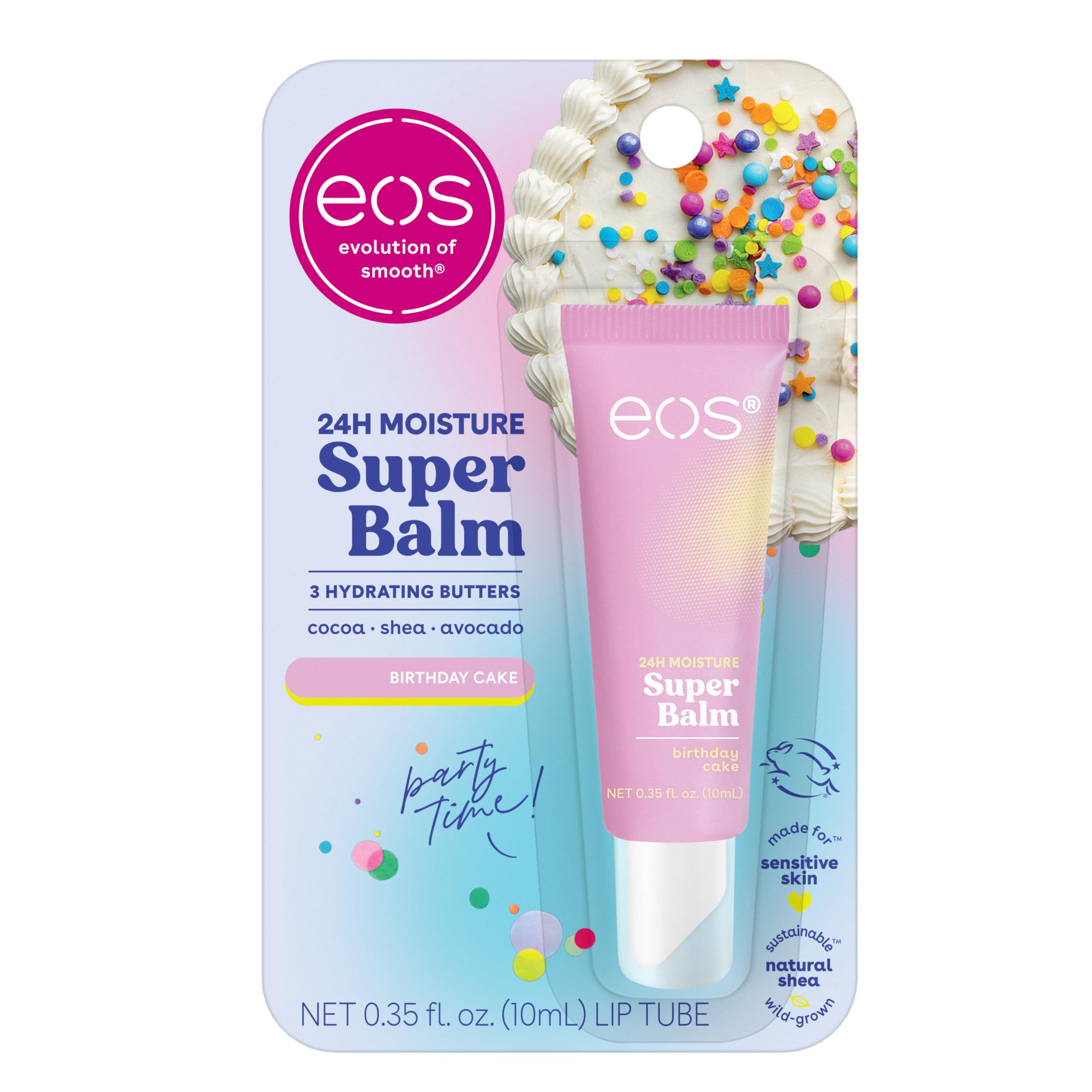 Foto 1 | Lip Balm Eos 24h Moisture Super Balm Tarta De Cumpleaños, 10 Ml - Venta Internacional.