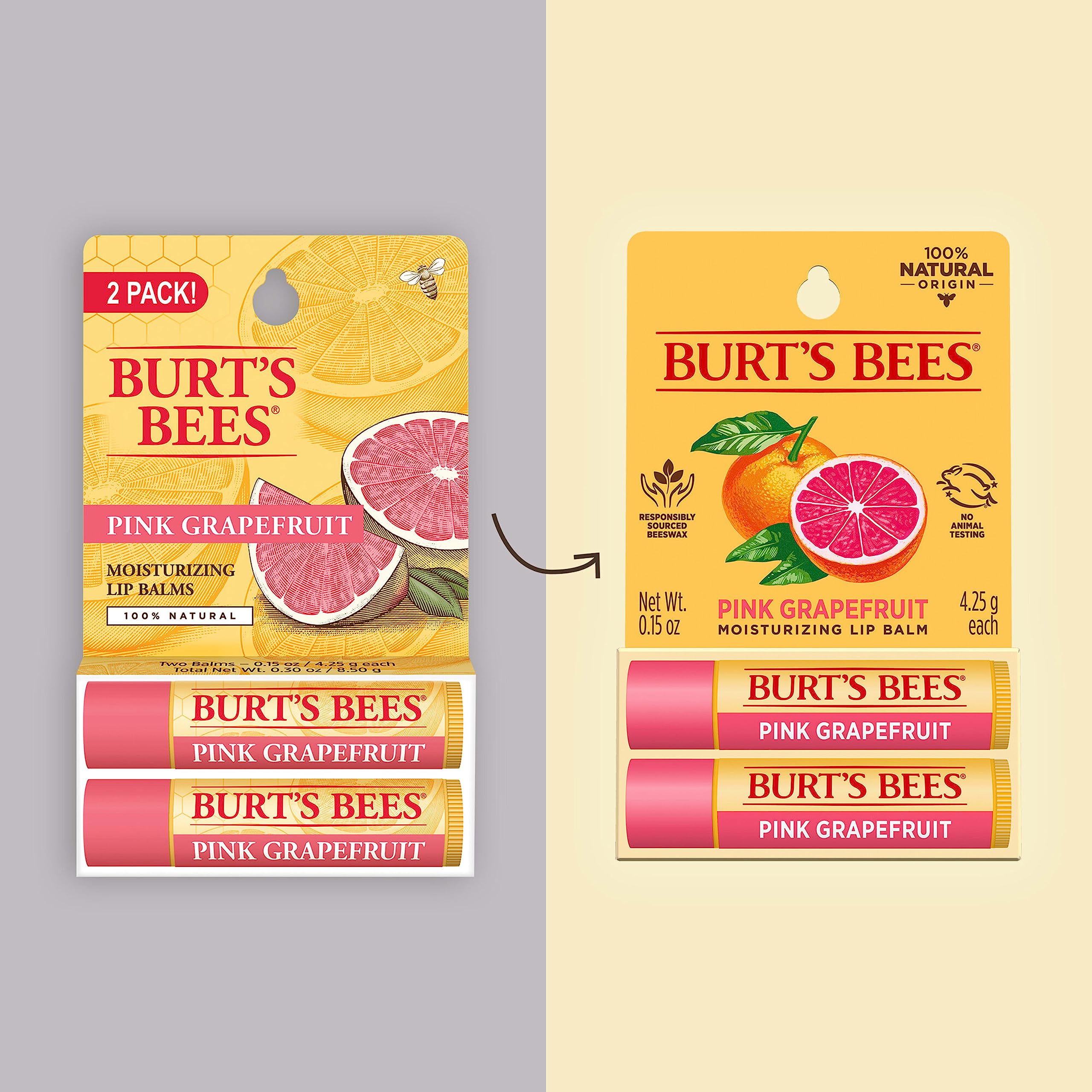 Foto 3 pulgar | Bálsamo Labial Burt's Bees, Pomelo Rosa, Hidratante, 4,25 Ml (paquete De 2) - Venta Internacional.
