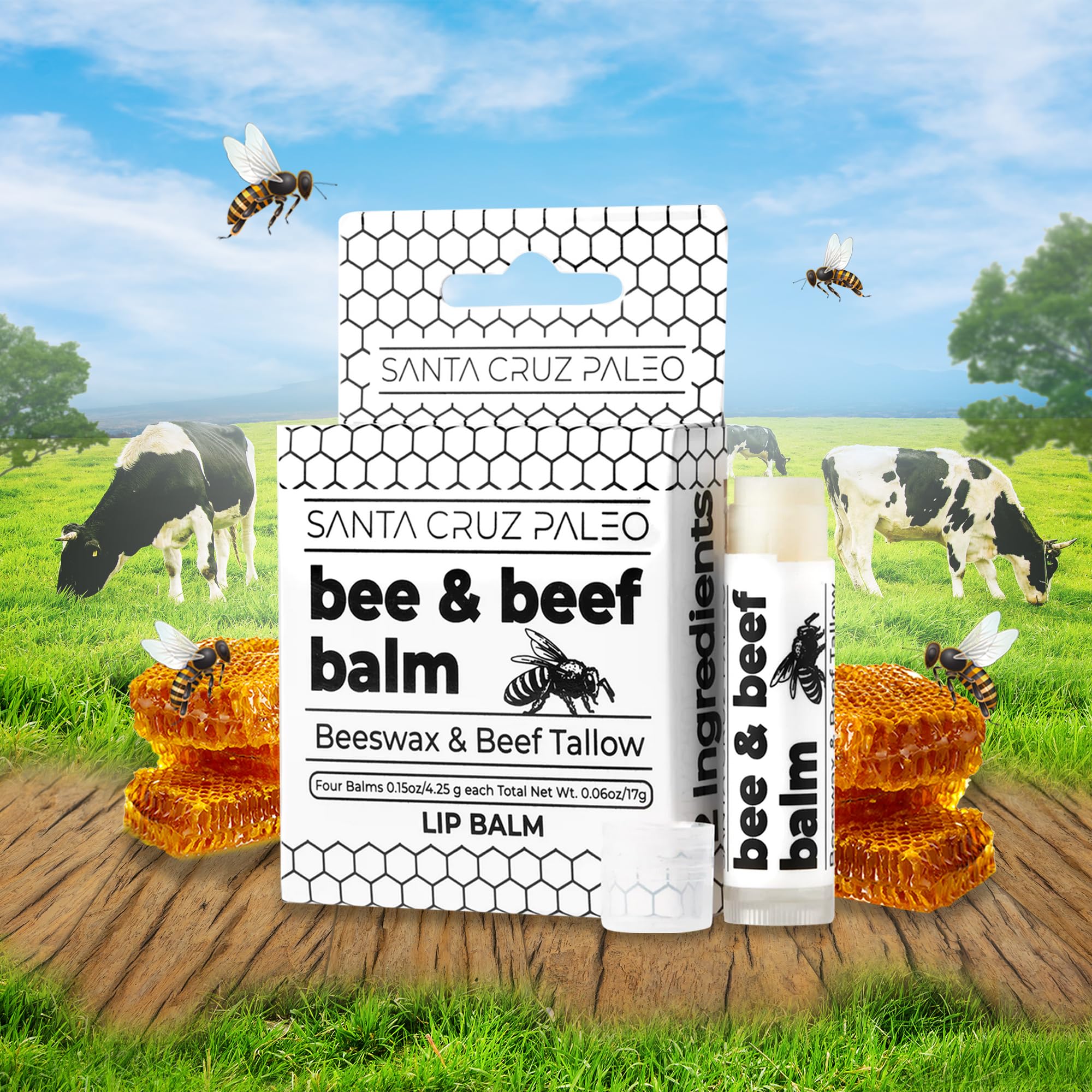 Foto 3 pulgar | Bálsamo Labial Santa Cruz Paleo, Sebo De Ternera, Cera De Abejas, Hidratante - Venta Internacional.