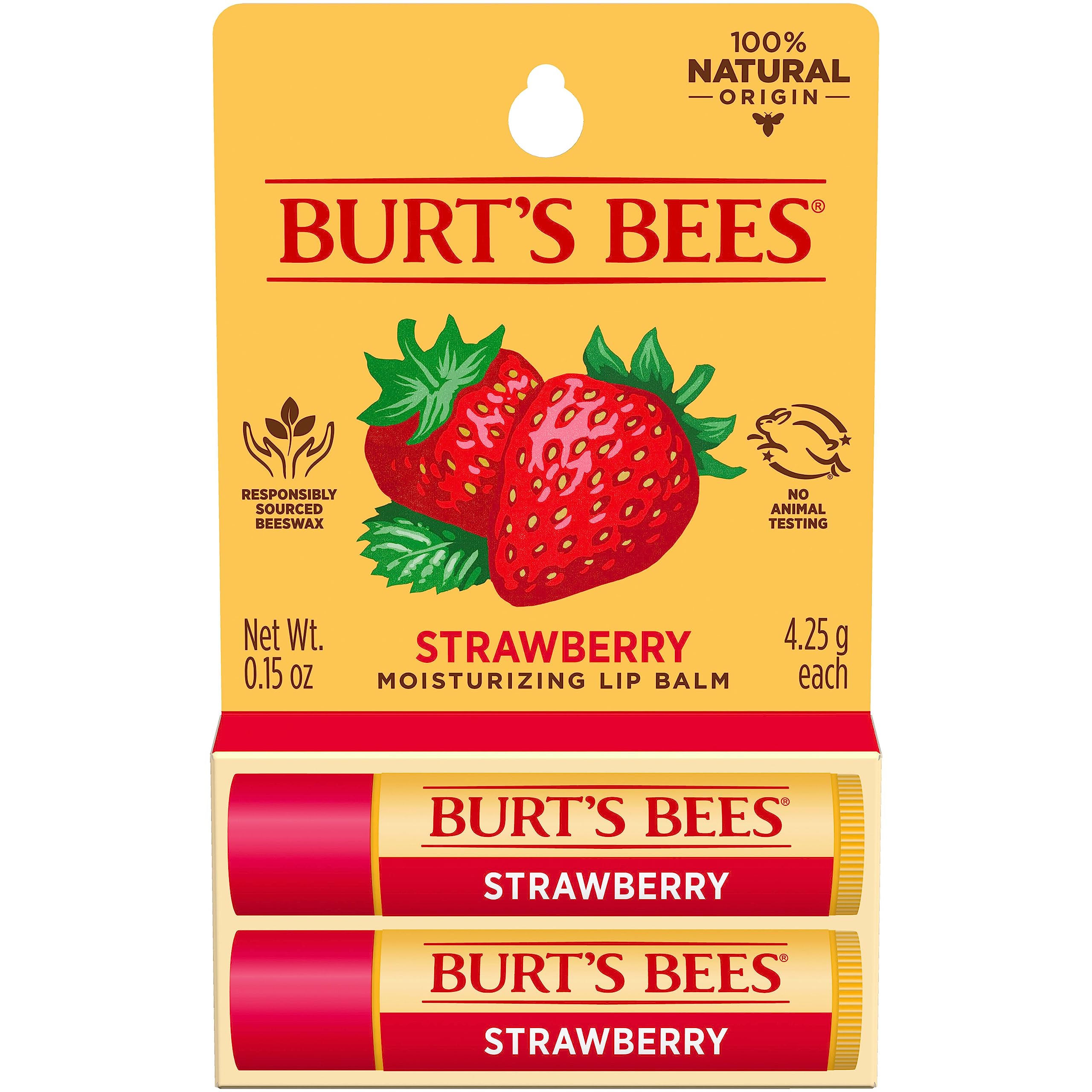 Foto 2 pulgar | Bálsamo Labial Burt's Bees, Humectante Labial Con Fresa (paquete De 2) - Venta Internacional.