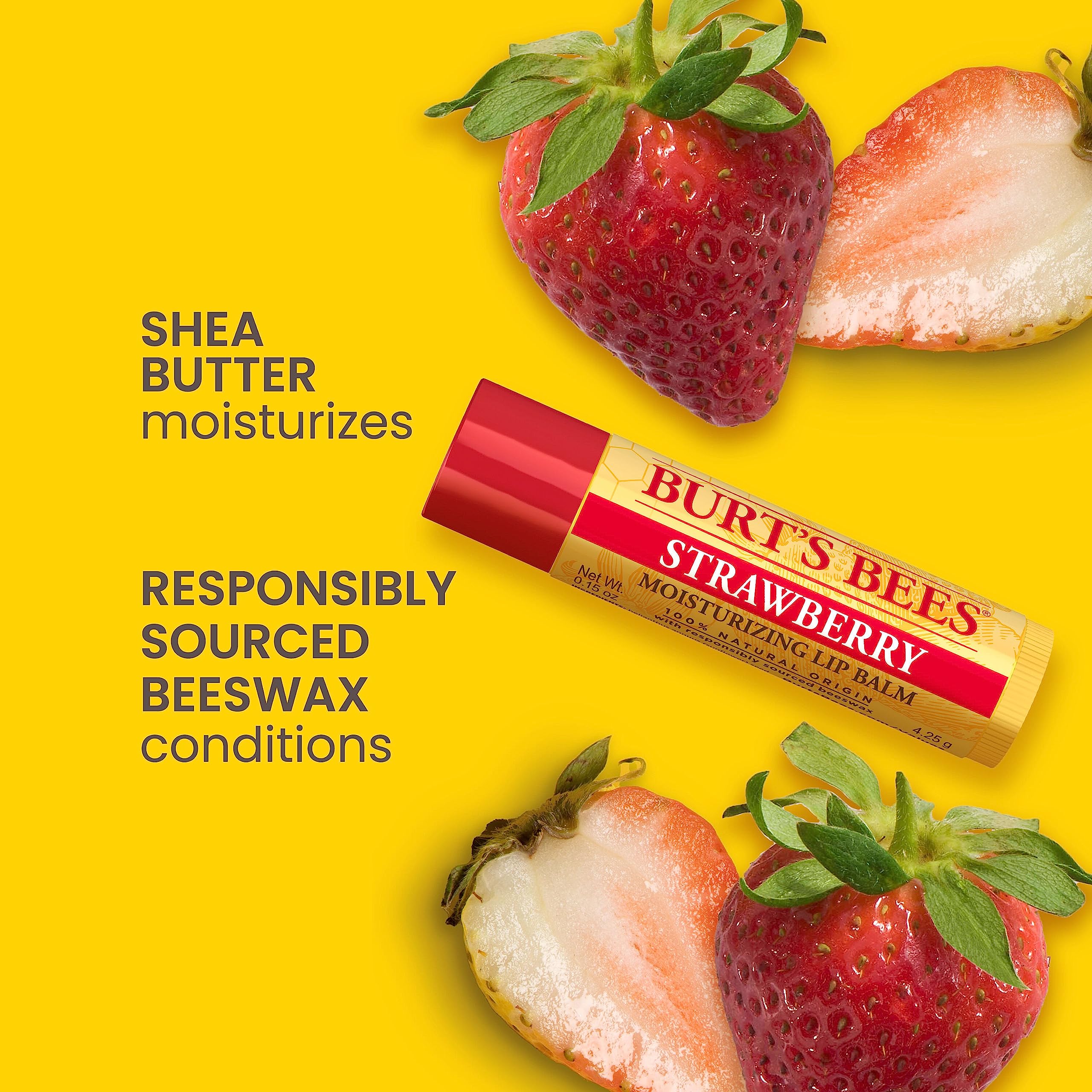 Foto 2 | Bálsamo Labial Burt's Bees, Humectante Labial Con Fresa (paquete De 2) - Venta Internacional.