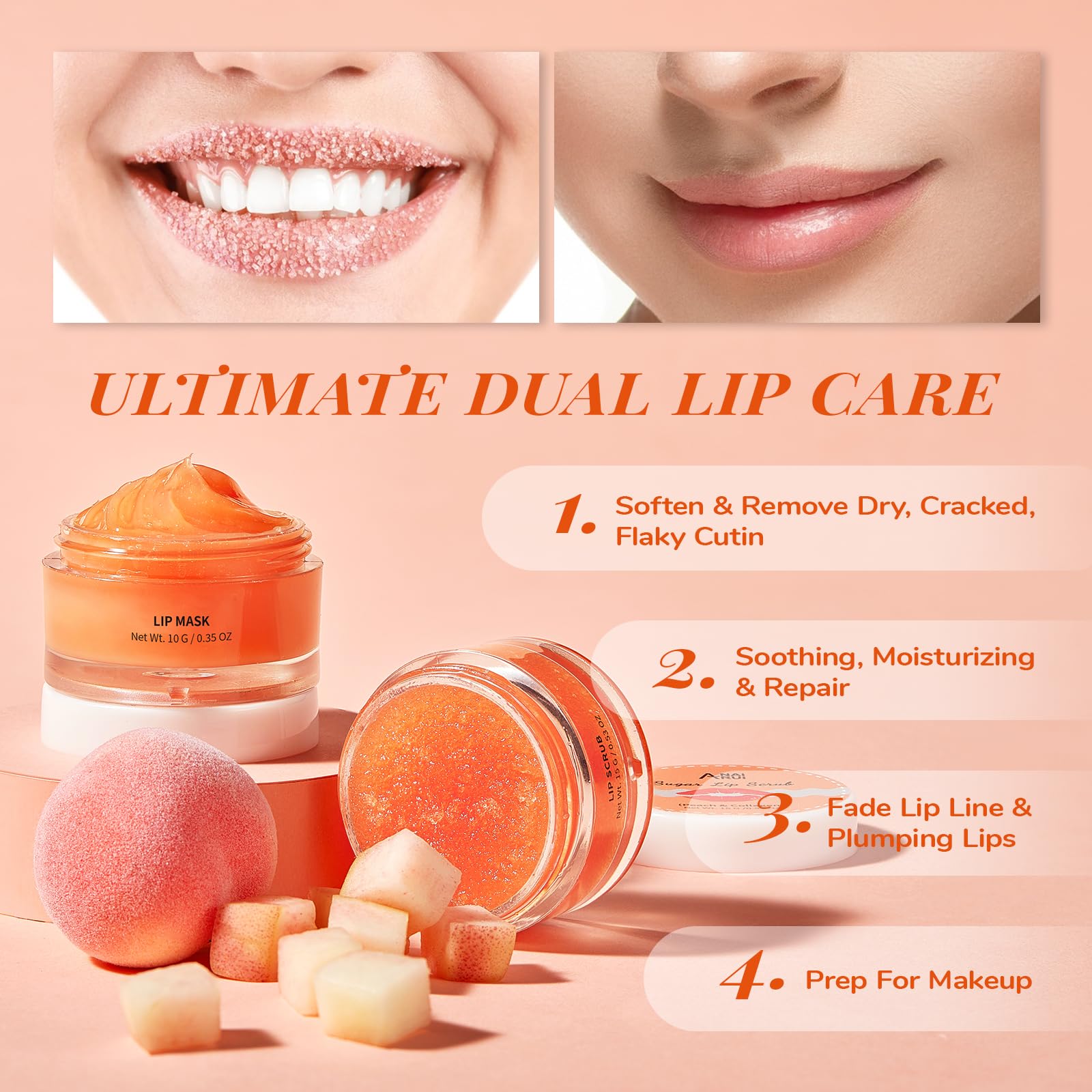 Foto 4 pulgar | Set De Mascarilla Y Exfoliante Labial Anai Rui Lip Care Kit Peach - Venta Internacional.
