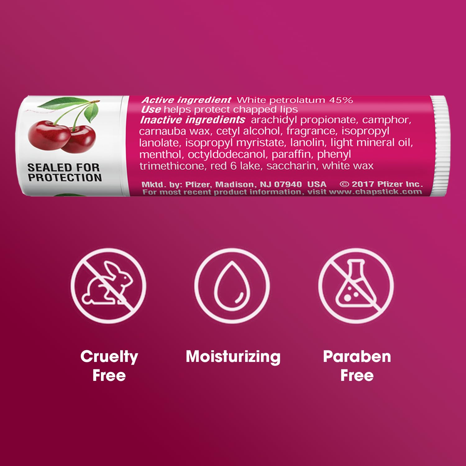 Foto 3 pulgar | Bálsamo Labial Chapstick Bulk Cherry, Humectante Afrutado, 24 Unidades - Venta Internacional.