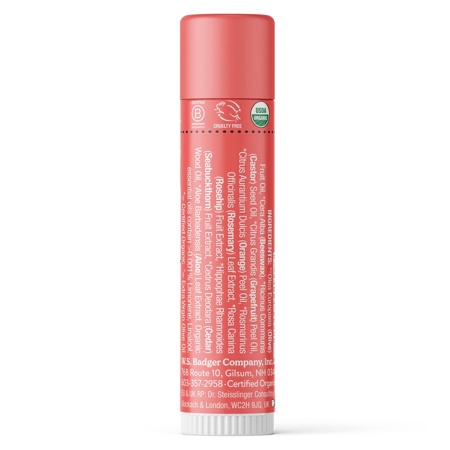 Foto 2 | Bálsamo Labial Badger Pink Grapefruit 100% Orgánico, Paquete De 4 - Venta Internacional.