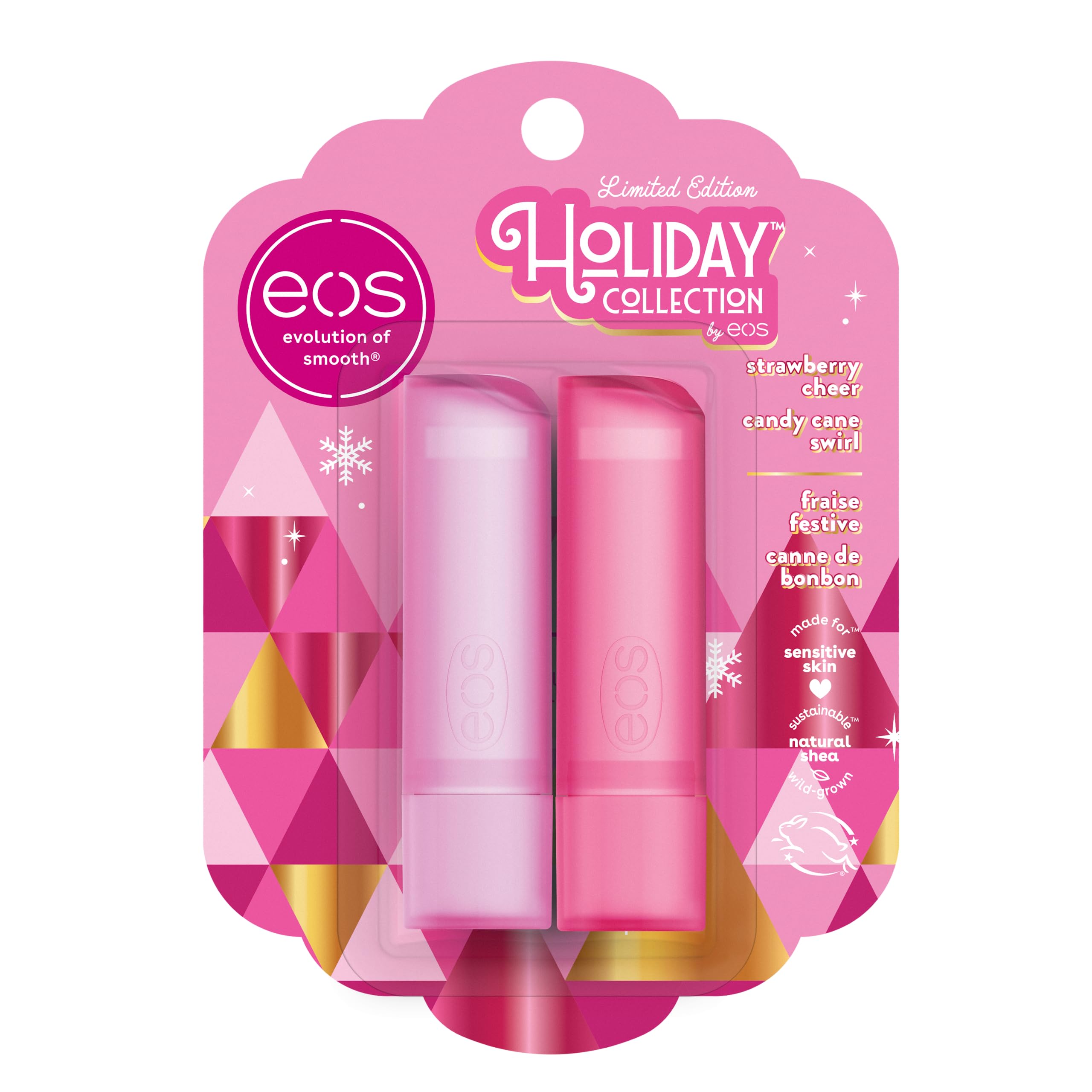 Foto 1 | Bálsamo Labial Eos Holiday Strawberry Cheer & Candy Cane Swirl, 4 Ml X 2 - Venta Internacional.