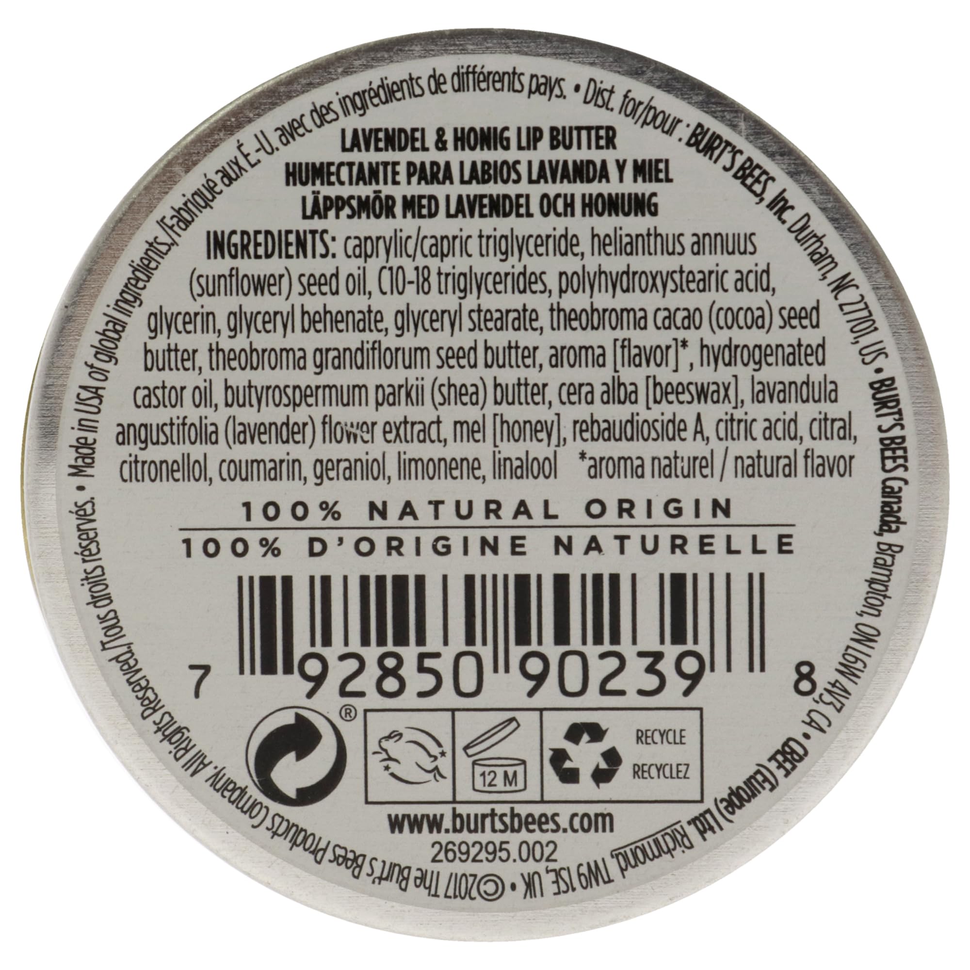 Foto 2 | Bálsamo Labial Burt's Bees, Mantequilla De Labios Con Lavanda Y Miel, 11 Ml, Unisex - Venta Internacional.