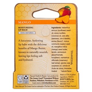 Foto 3 | Bálsamo Labial Burt's Bees Hidratante Mango, Paquete De 4 - Venta Internacional.