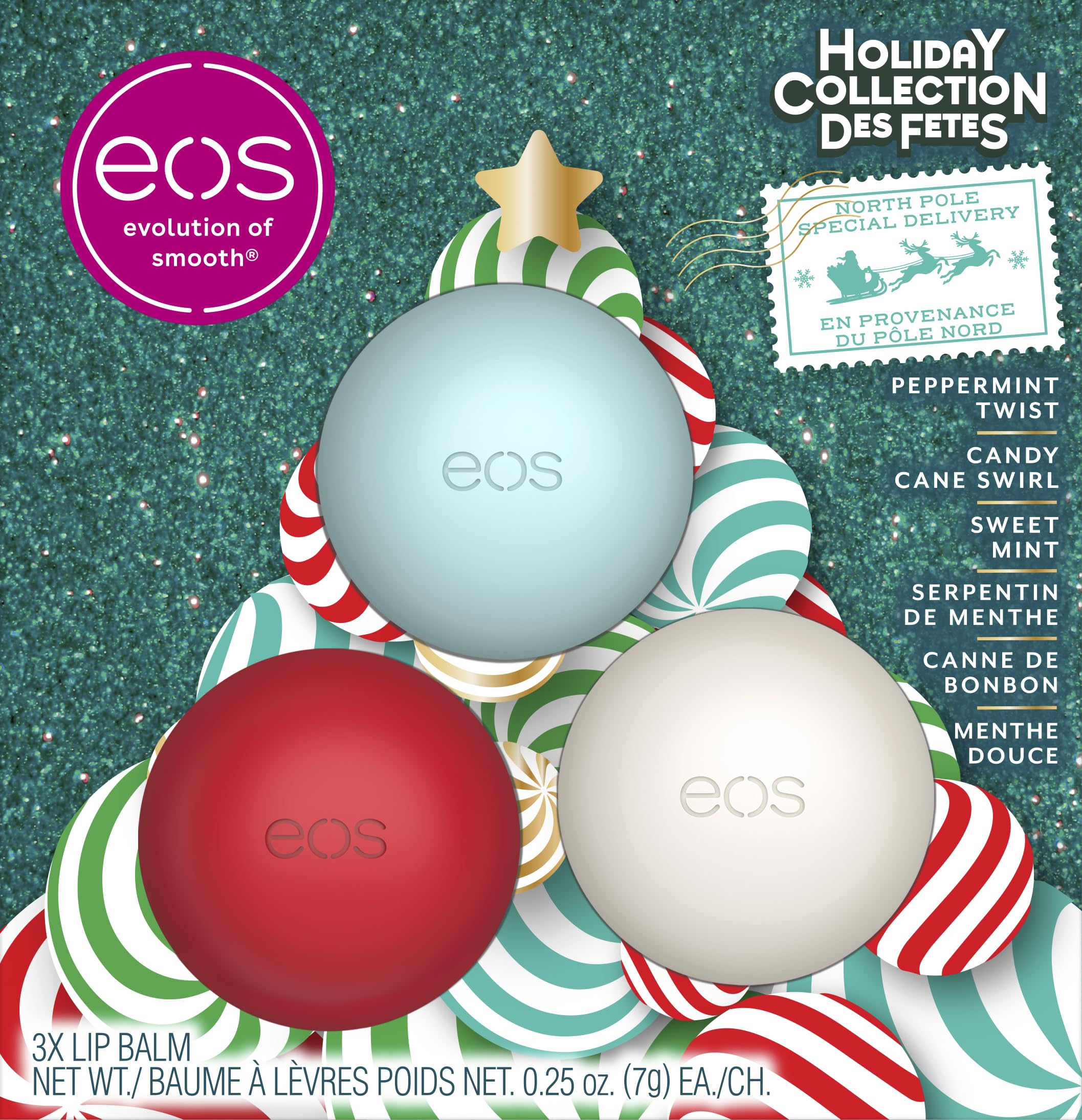 Set De Regalo De Bálsamo Labial Eos Holiday Peppermint Twist, Paquete De 3 - Venta Internacional.