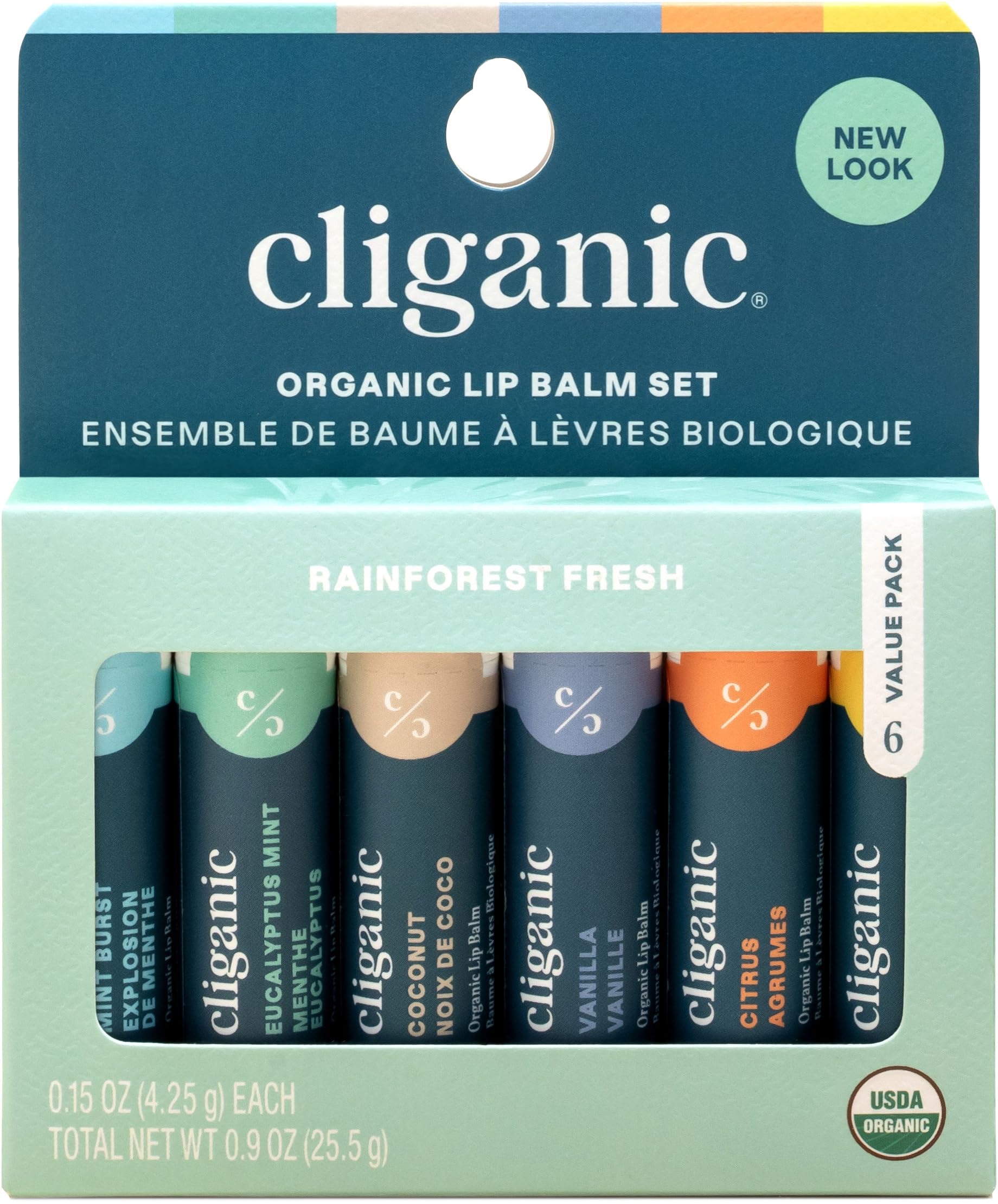 Set De Bálsamo Labial Cliganic Usda Organic, 6 Sabores, 100% Natural - Venta Internacional.