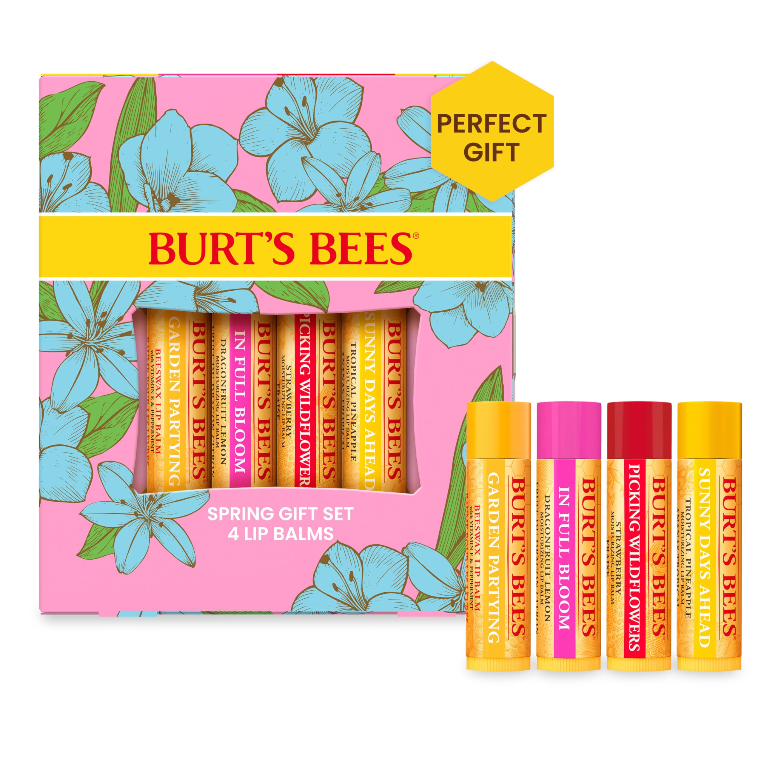 Set De Bálsamo Labial Burt's Bees In Full Bloom Original Bees Wax  Paquete De 4 - Venta Internacional.