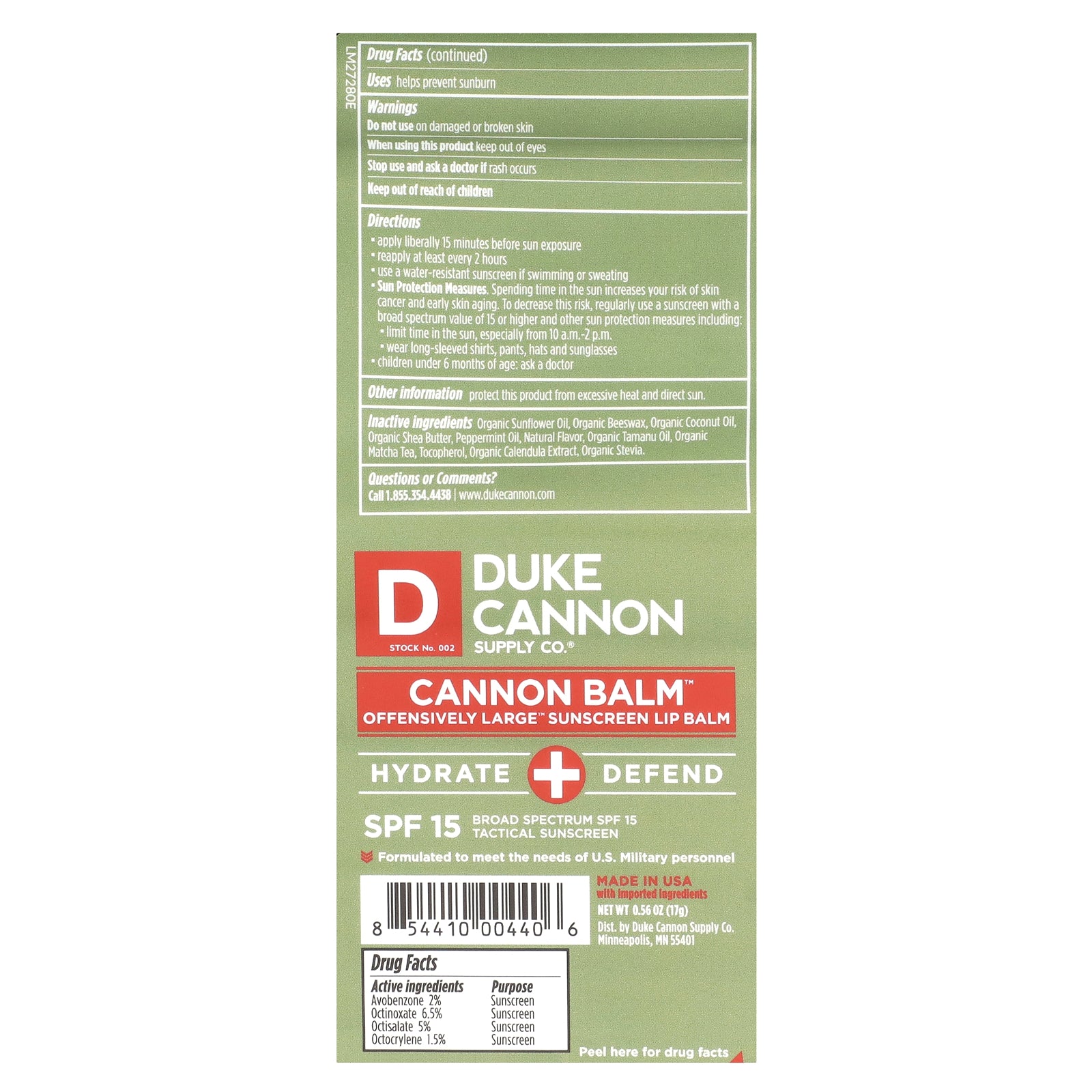 Foto 4 pulgar | Bálsamo Labial Con Protección Solar Duke Cannon Supply Co. Bálsamo Cannon Spf 15 - Venta Internacional.