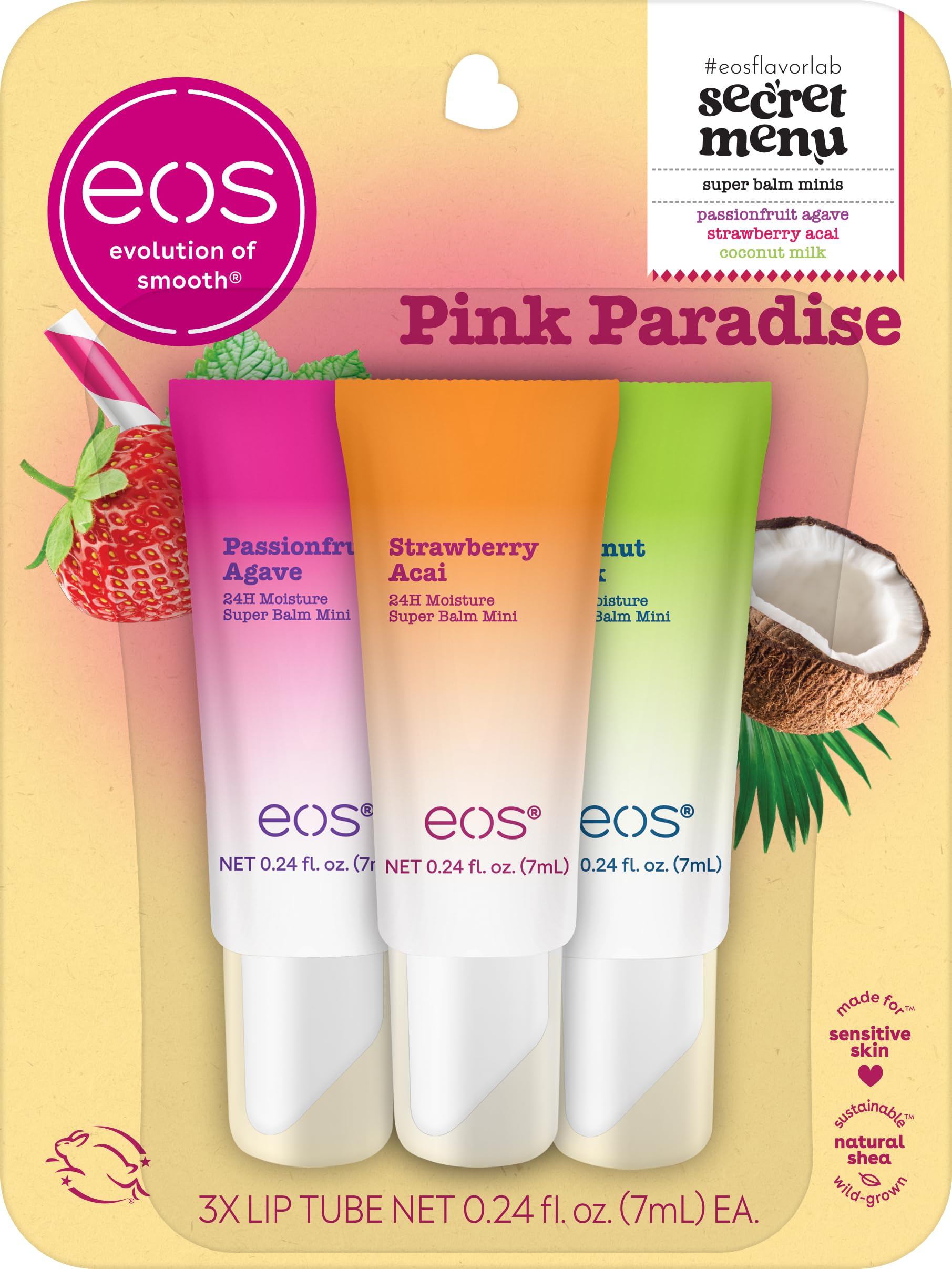 Foto 1 | Bálsamos Labiales Eos 24h Moisture Super Balms Minis Pink Paradise - Venta Internacional.