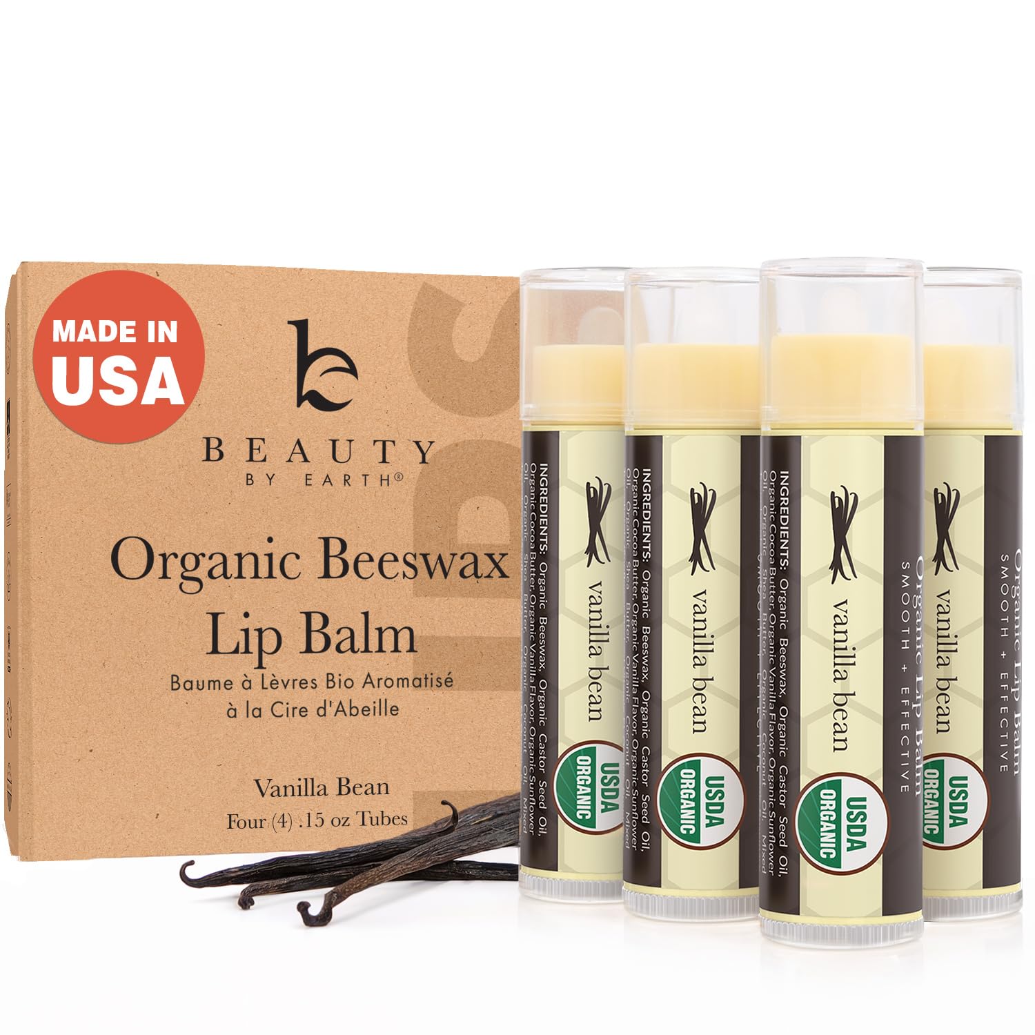 Foto 2 pulgar | Bálsamo Labial Beauty By Earth Organic Beeswax Vanilla - Venta Internacional.