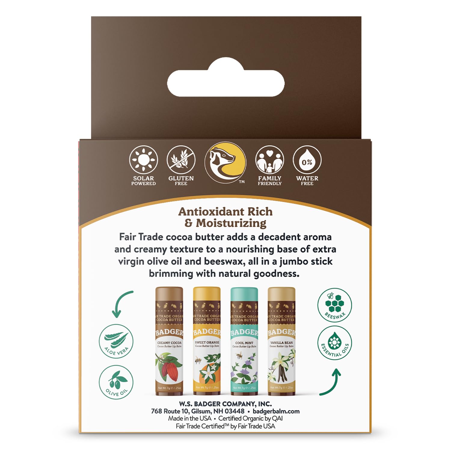 Foto 2 | Set De Bálsamo Labial Badger  Manteca De Cacao Orgánica De Comercio Justo  Paquete De 4 - Venta Internacional.