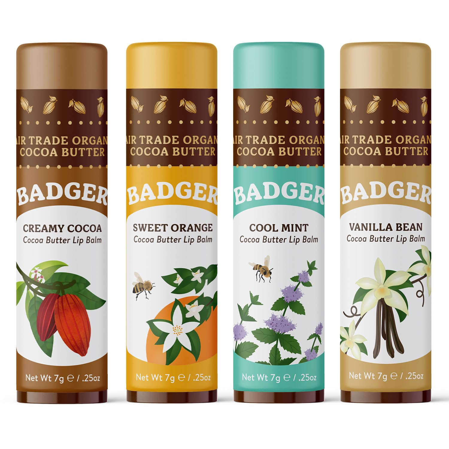 Foto 6 pulgar | Set De Bálsamo Labial Badger  Manteca De Cacao Orgánica De Comercio Justo  Paquete De 4 - Venta Internacional.