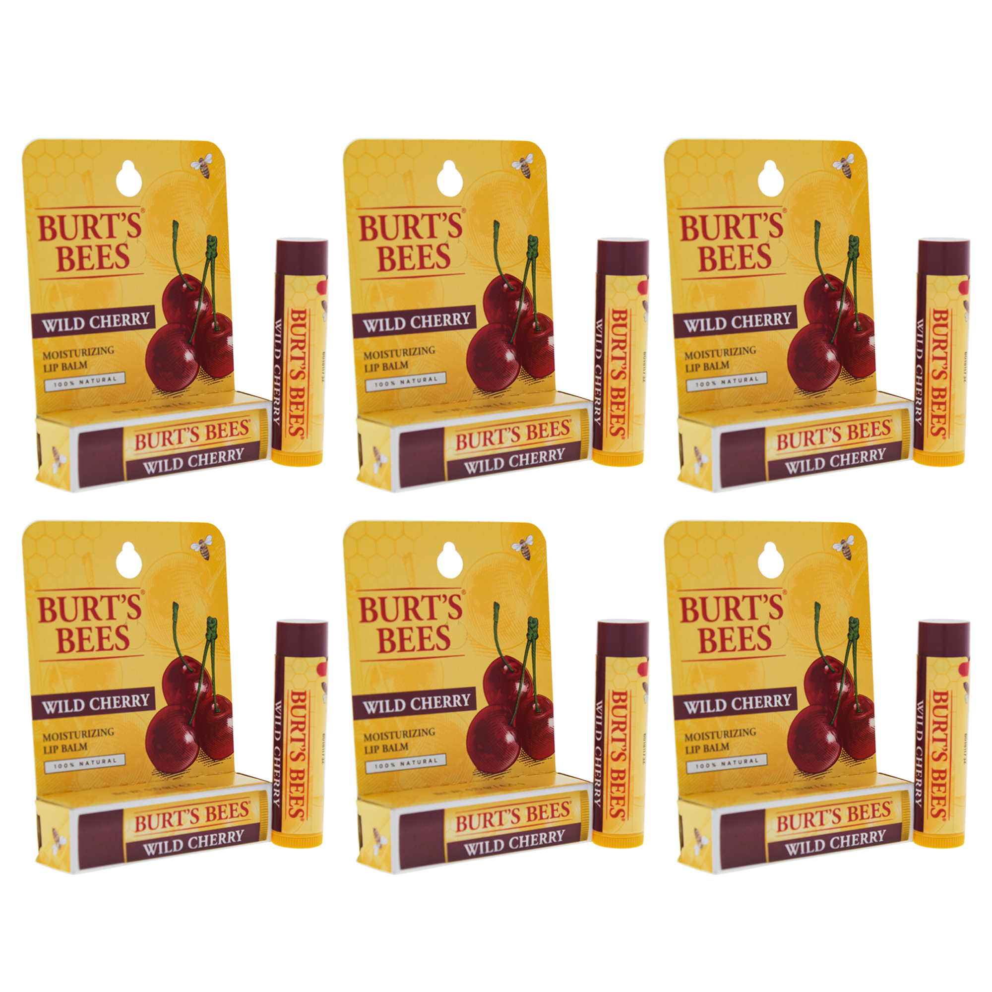Foto 3 | Bálsamo Labial Hidratante Burts Bees Wild Cherry  Paquete De 6 - Venta Internacional.
