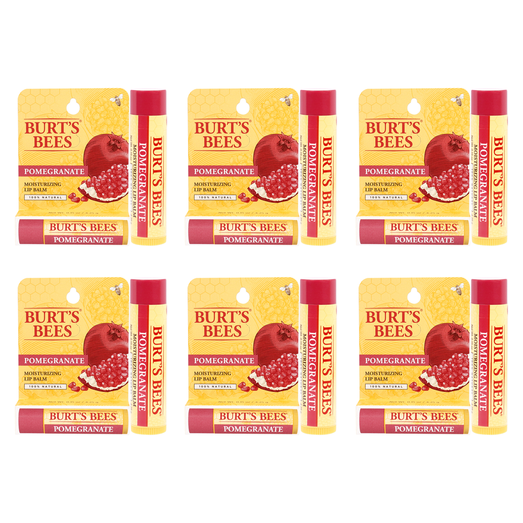 Foto 2 pulgar | Bálsamo Labial Burts Bees Pomegranate Hidratante  Paquete De 6 - Venta Internacional.