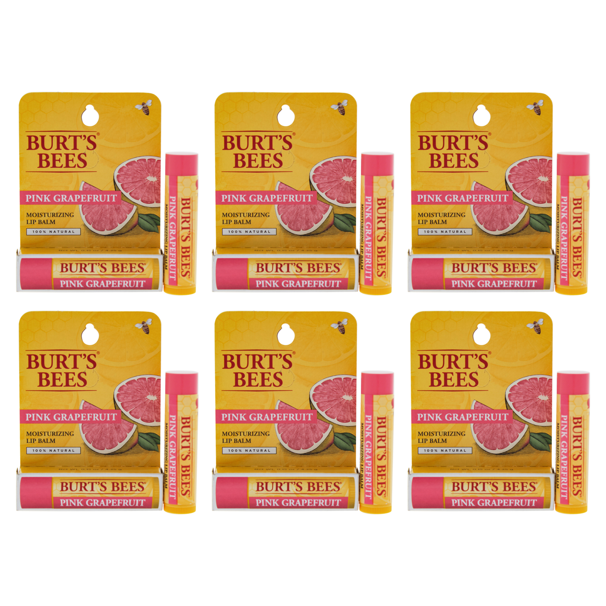 Bálsamo Labial Burts Bees  Hidratante  Pomelo Rosa  Paquete De 6 - Venta Internacional.